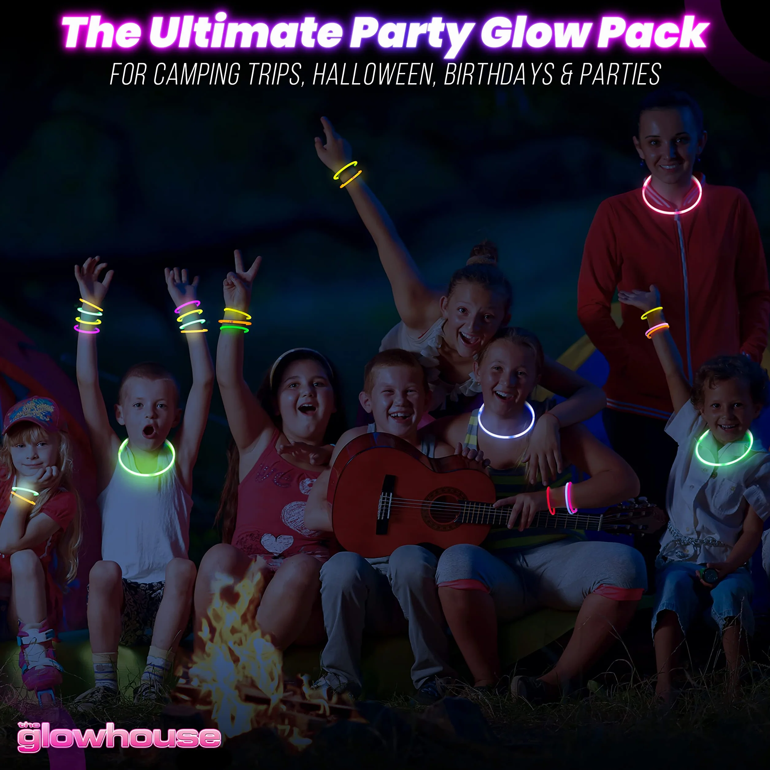 100 sztuk wysokiej jakości bransoletek Glowhouse Glow Stick, indywidualne kolory, Misura unica, Metal