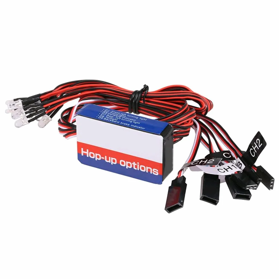 WANGCL Zestaw świateł do samochodu RC 12 LED Zestaw świateł kierowniczych i hamulcowych Smart Simulation Strobe Light dla samochodu RC 1/10 RC Auto/LKW/Crawler