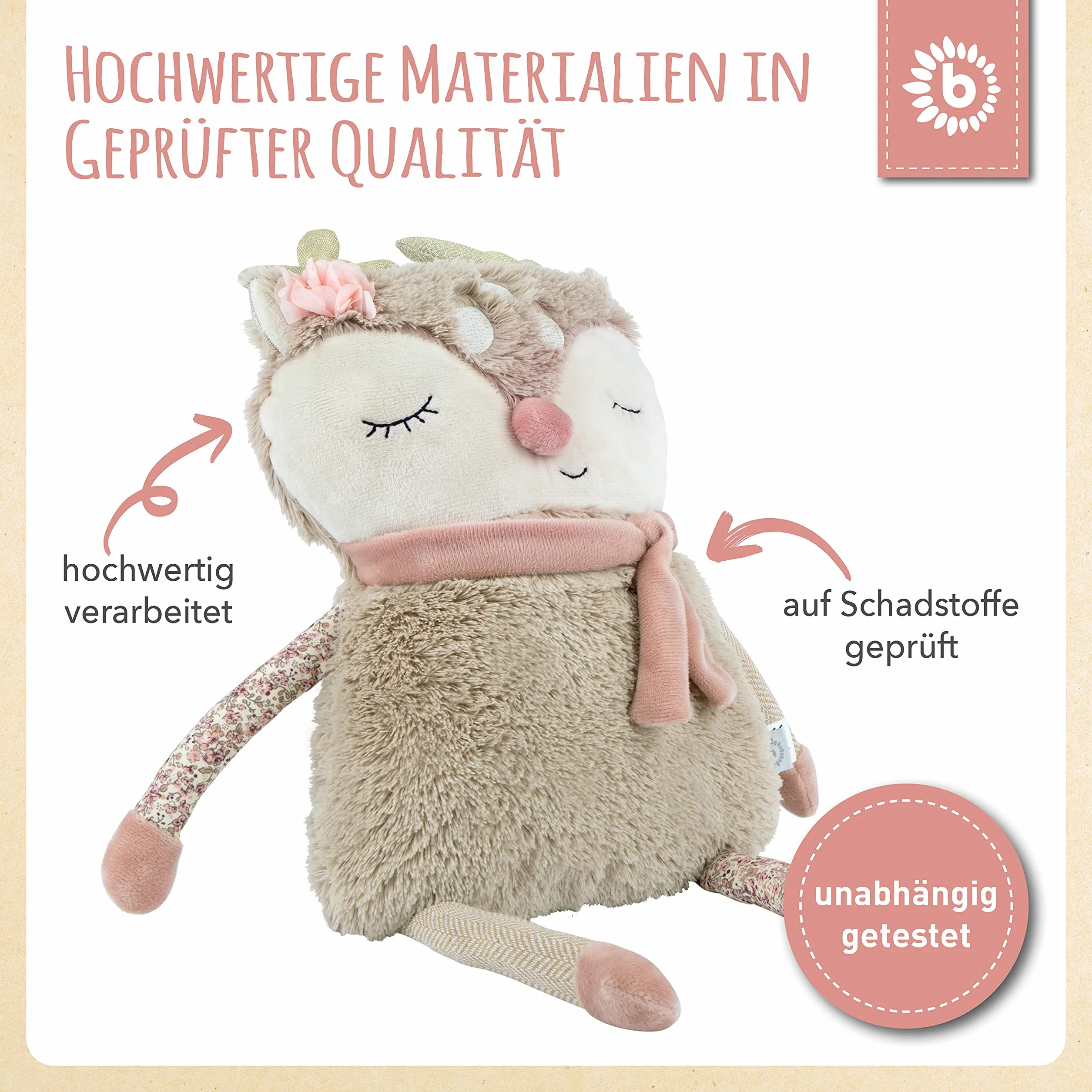 Bieco Pupazzo di peluche a forma di cavallo, circa 55 cm, carino peluche per neonati, giocattolo per bambini, giocattolo per il sonno del bambino