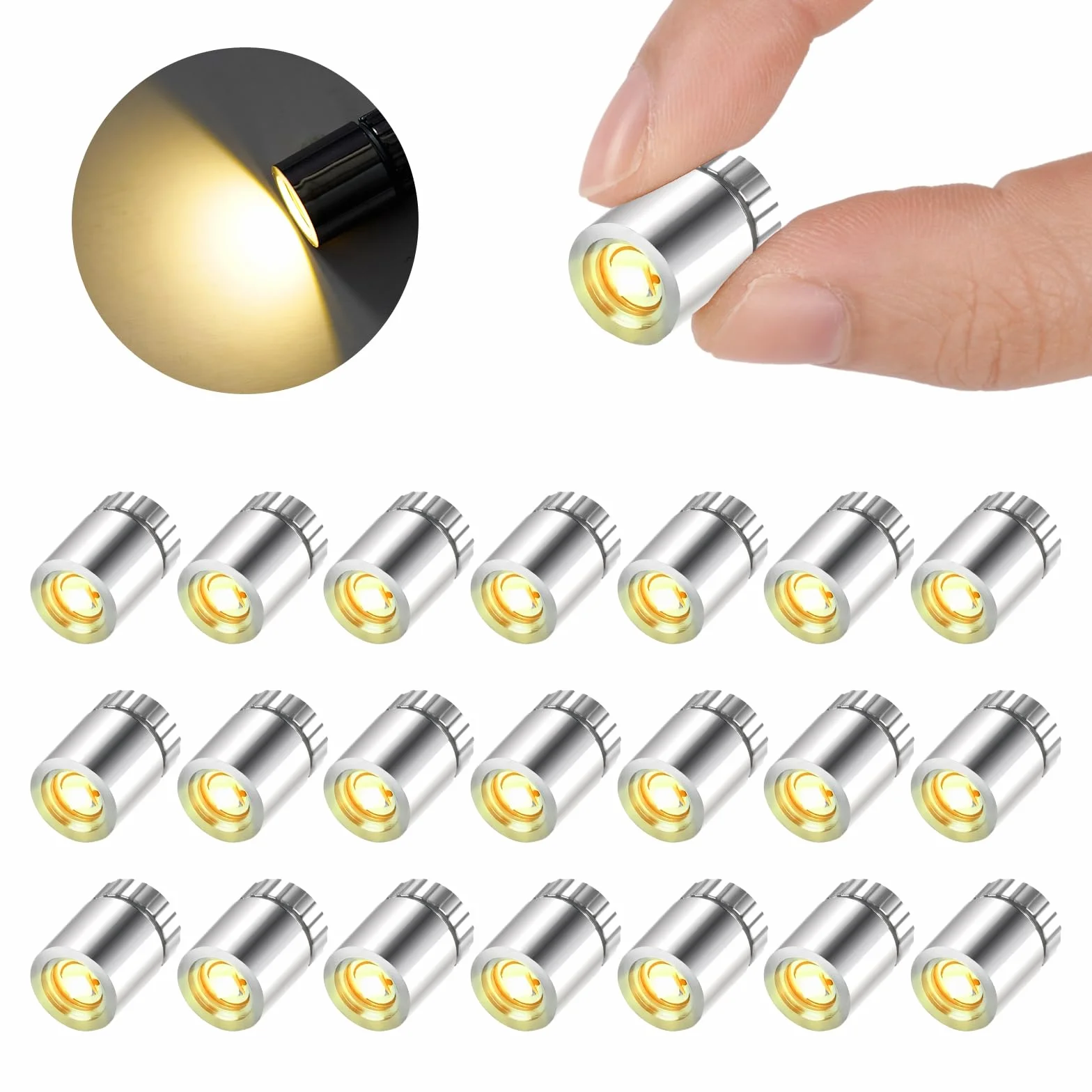 AUAUY 22 szt. Mini LED światło bateryjne, miniaturowy model dekoracyjny LED, mini oświetlenie LED do dekoracji domów dla lalek, ciepła biel