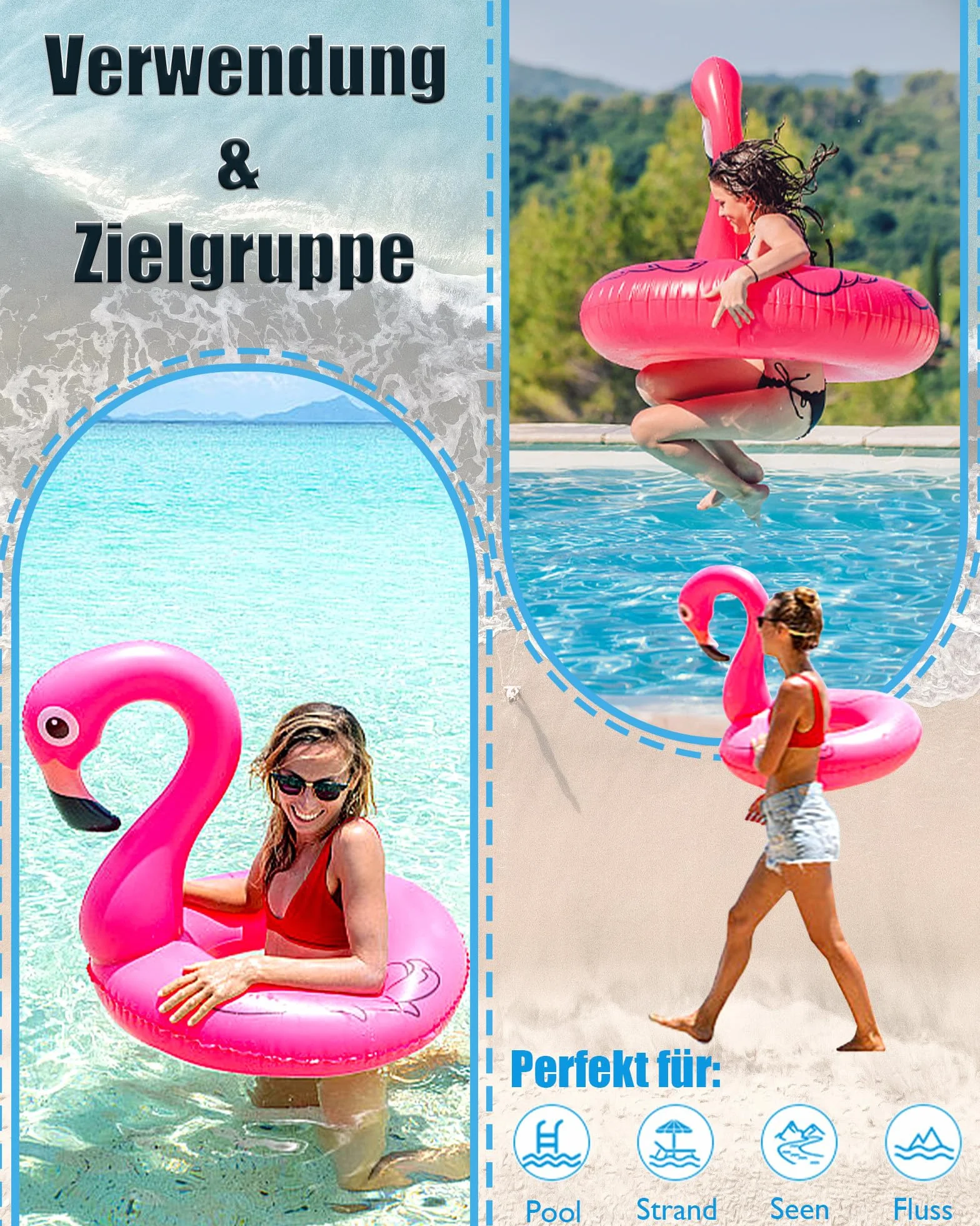 Flamingo koło do pływania nadmuchiwane, koło do pływania, materace 118 cm, różowe