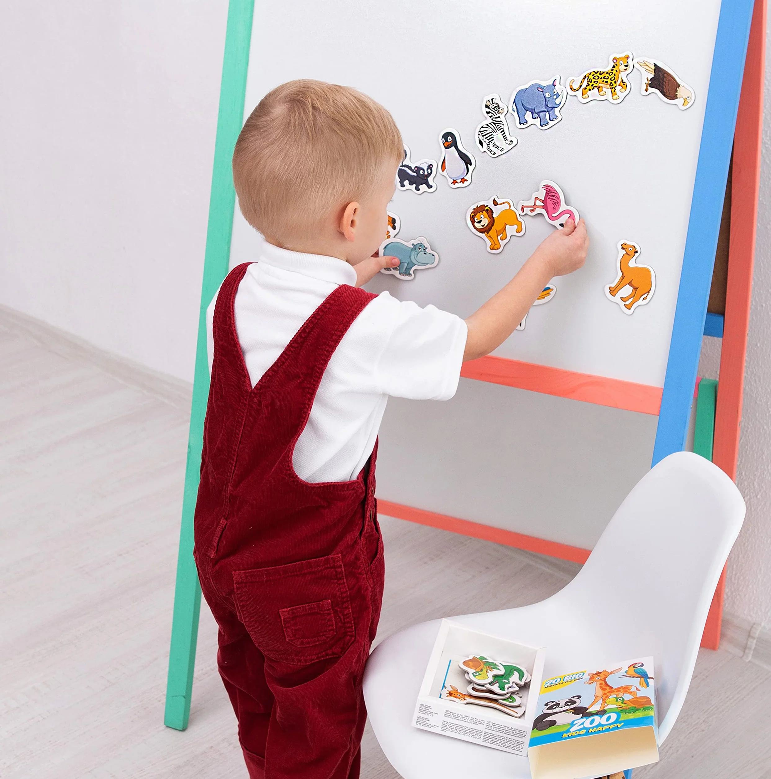 20 szczęśliwych magnesów do zoo dla dzieci na tablicę magnetyczną - zabawki - gry edukacyjne od 3 lat