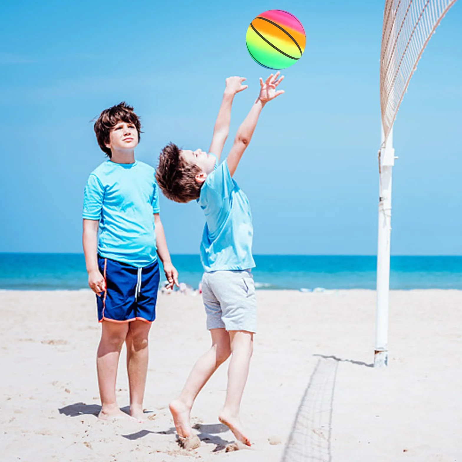 Gukasxi 3 sztuki tęczowych piłek plażowych z pompką, tęczowa piłka do gry w piłkę nożną, zabawka do zabawy w pomieszczeniach, na zewnątrz, na plac zabaw