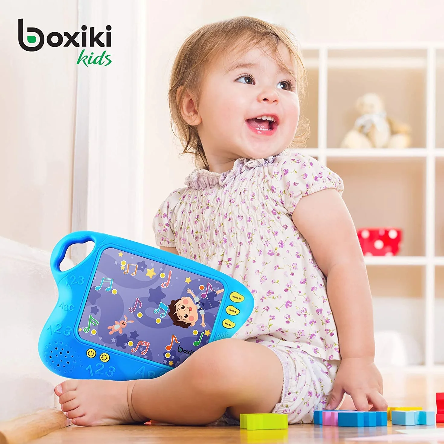 Boxiki Kids Pad do nauki języka angielskiego z 10 kartami i grą planszową, inteligentny tablet dla dzieci z dotykiem i funkcją nauki