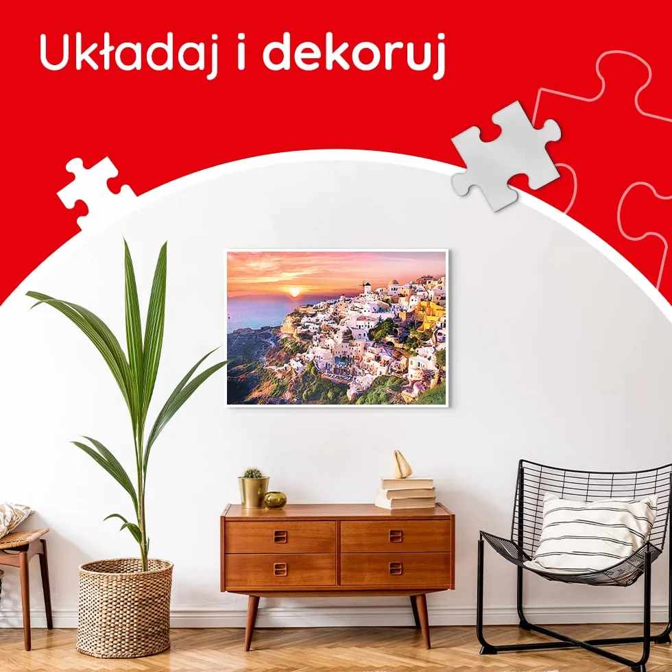 Trefl - Puzzle Zachód Słońca nad Santorini, Grecja - 1000 Elementów, Grecka Wyspa, Widok na Piękne Miasto, Układanka DIY, Kreatywna Rozrywka, Prezent, Puzzle Klasyczne dla Dorosłych i Dzieci od 12 Lat