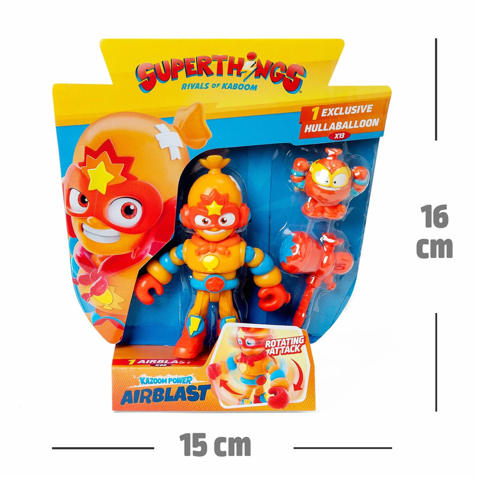 SUPERTHINGS KAZOOM Power Mission – Kazoom Kids. Figurka AirBlast z serialu TV „SuperThings Kazoom Power”. Zawartość: 1 Kazoom Kid, 1 ekskluzywny SuperThing, 1 akcesorium)