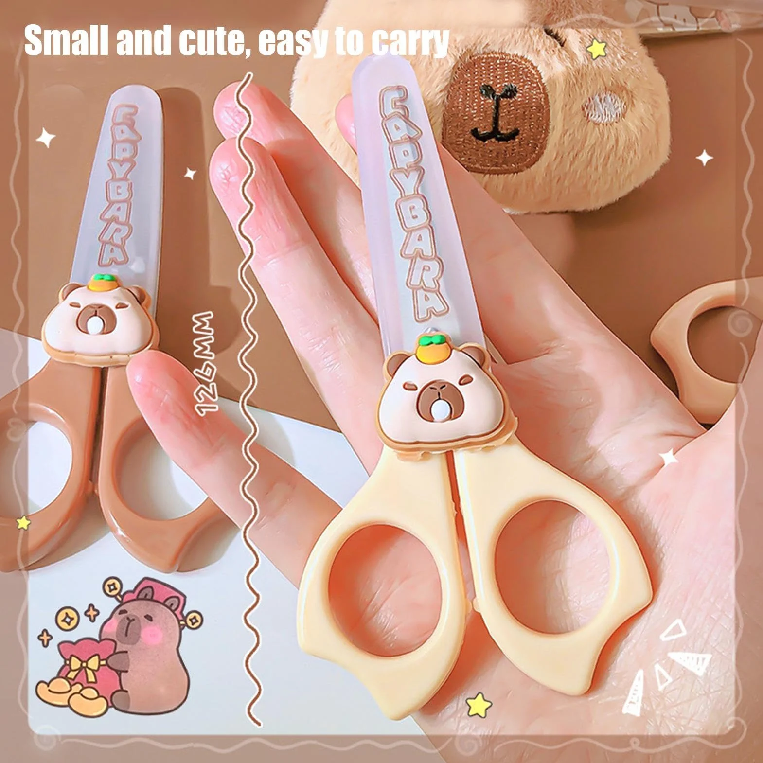 Cute Capybara Scissors, Nożyczki dla dzieci - Cute Capybara Round Tip Bezpieczeństwo Nożyczki do przedszkola | Artykuły do aktywności dla dzieci, torebka antypoślizgowa dla studentów, narzędzia