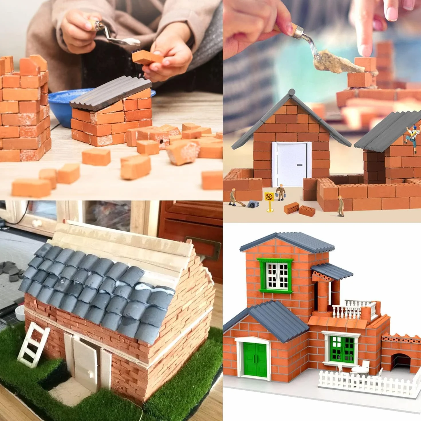 Cayway Miniaturowe Klocki do Kształtowania Krajobrazu, Realistyczne Sztuczne Cegły, Mini Akcesoria Ogrodowe (3 Otwory)