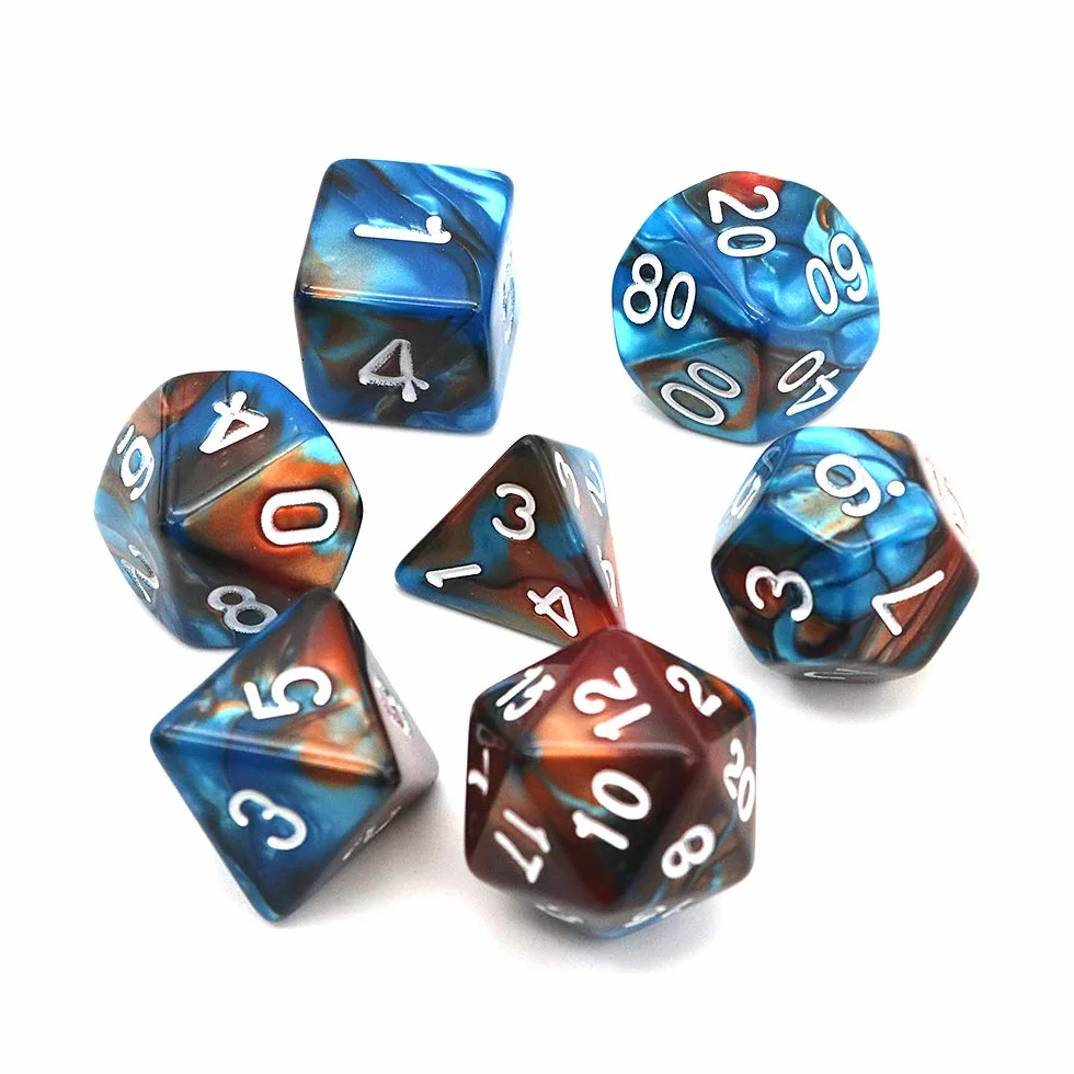 DollaTek Polyhedral Dice zestaw do gry sto?owej, kostka, 3 zestawy kostek 3 x 7 (21 sztuk), seria D20, D12, D10, D8, D6, D4, DND, kostka, DND, RPG, MTG, dwucz??ciowa (zielona i z?ota)