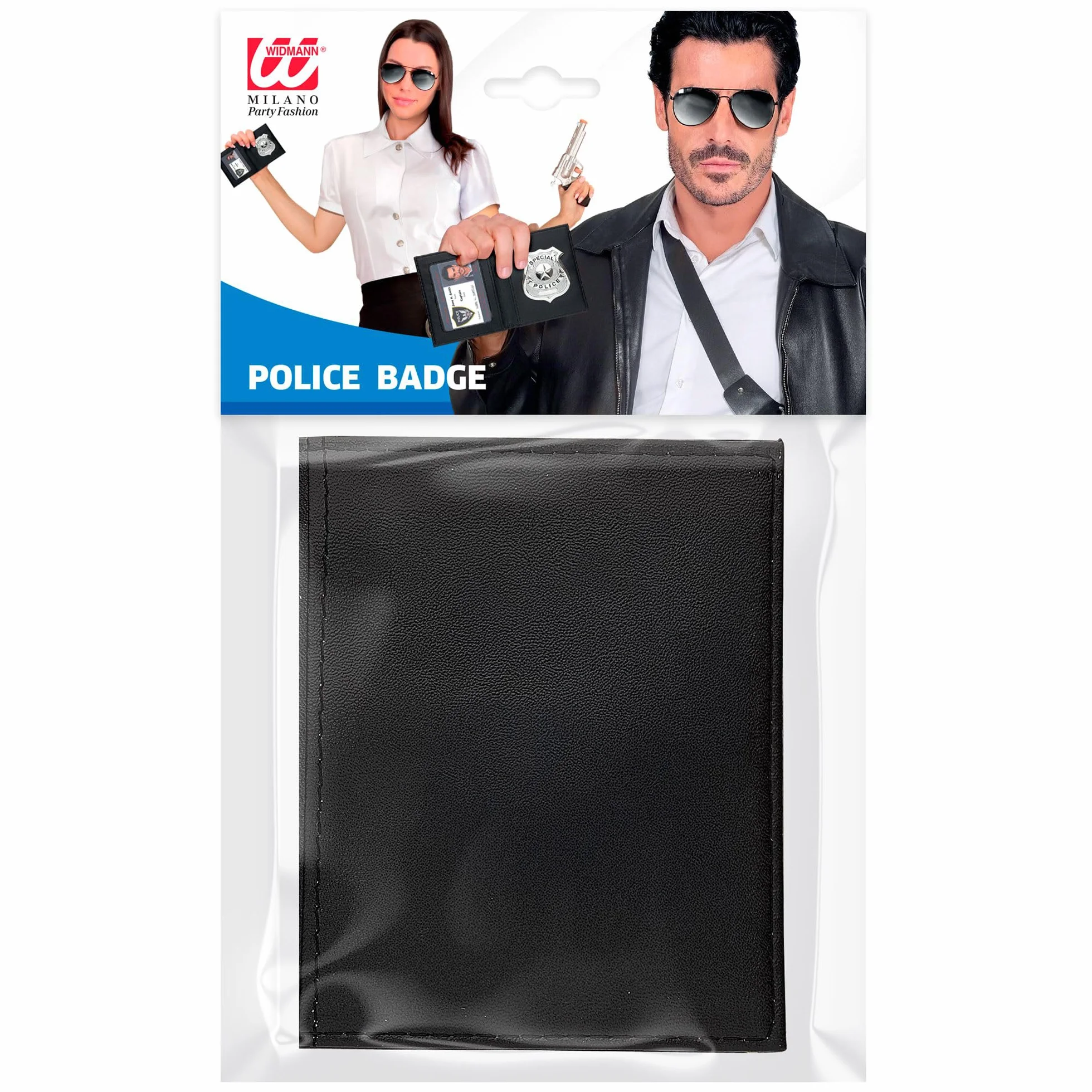 W WIDMANN MILANO Party Fashion 05859 - Odznaka policyjna w portfelu, czarna, SWAT, policjant, kostium, akcesoria, impreza tematyczna, karnawał