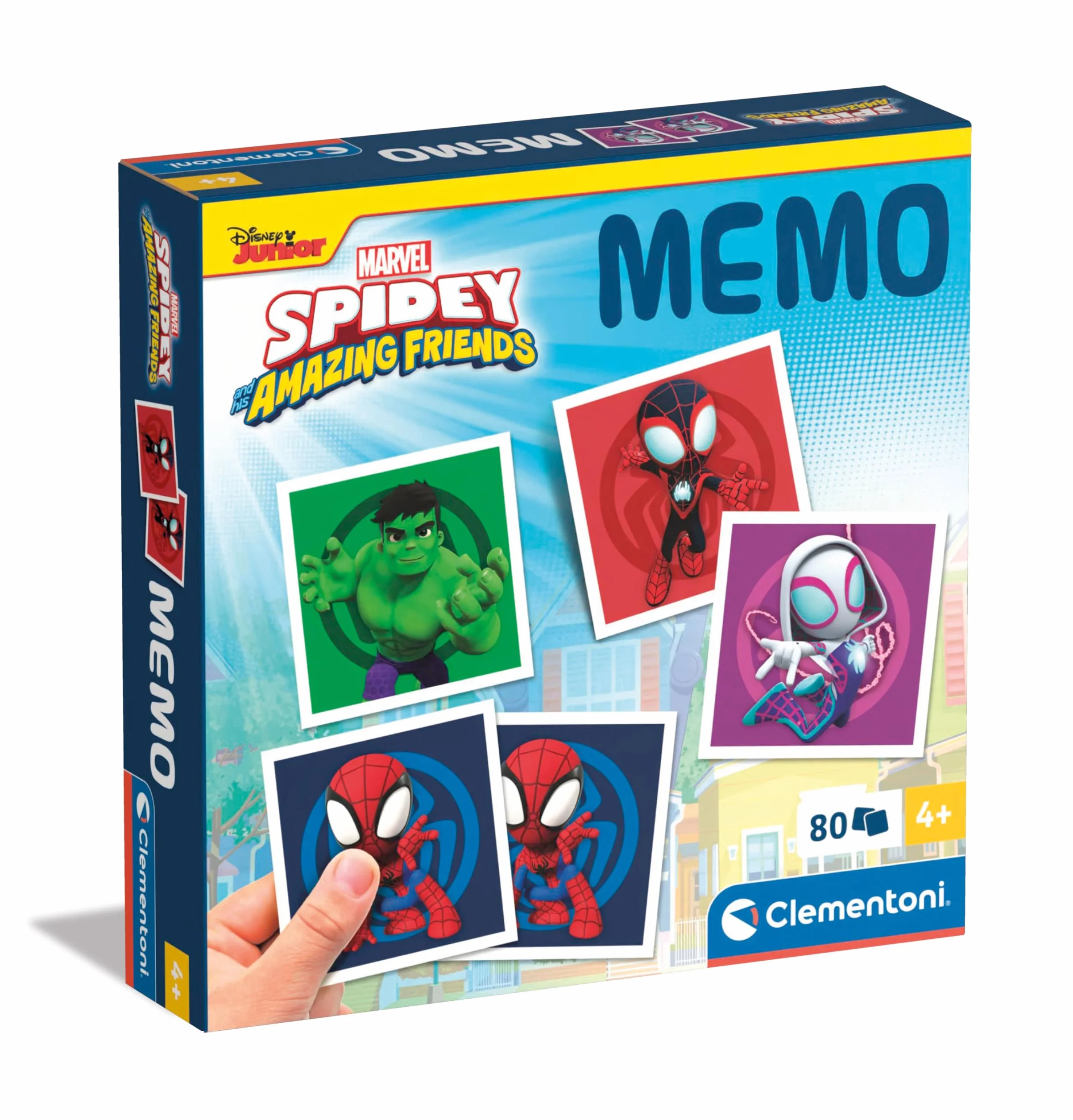 Clementoni gra edukacyjna Memo Marvel Spidey and His Amazing Friends 80 płytek - dla dzieci 4 lata, wyprodukowano we Włoszech 18304