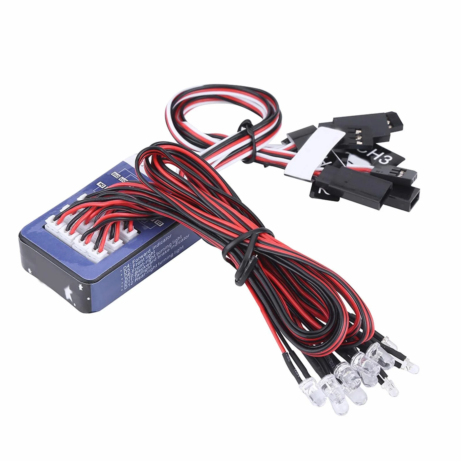 Tbest zestaw oświetlenia LED, zestaw oświetlenia 12 LED Symulacja migających świateł dla 1/10 1/8 RC Car / Truck / Crawler