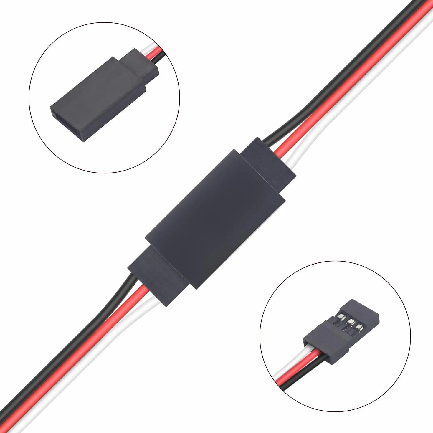 RUNCCI-YUN 25 szt. RC Servo przedłużacz, przedłużacz serwo JR, kabel serwo, kabel serwo 3-pinowy, wtyczka JR, 5 rozmiarów (10 cm, 15 cm, 30 cm, 50 cm i 60 cm)