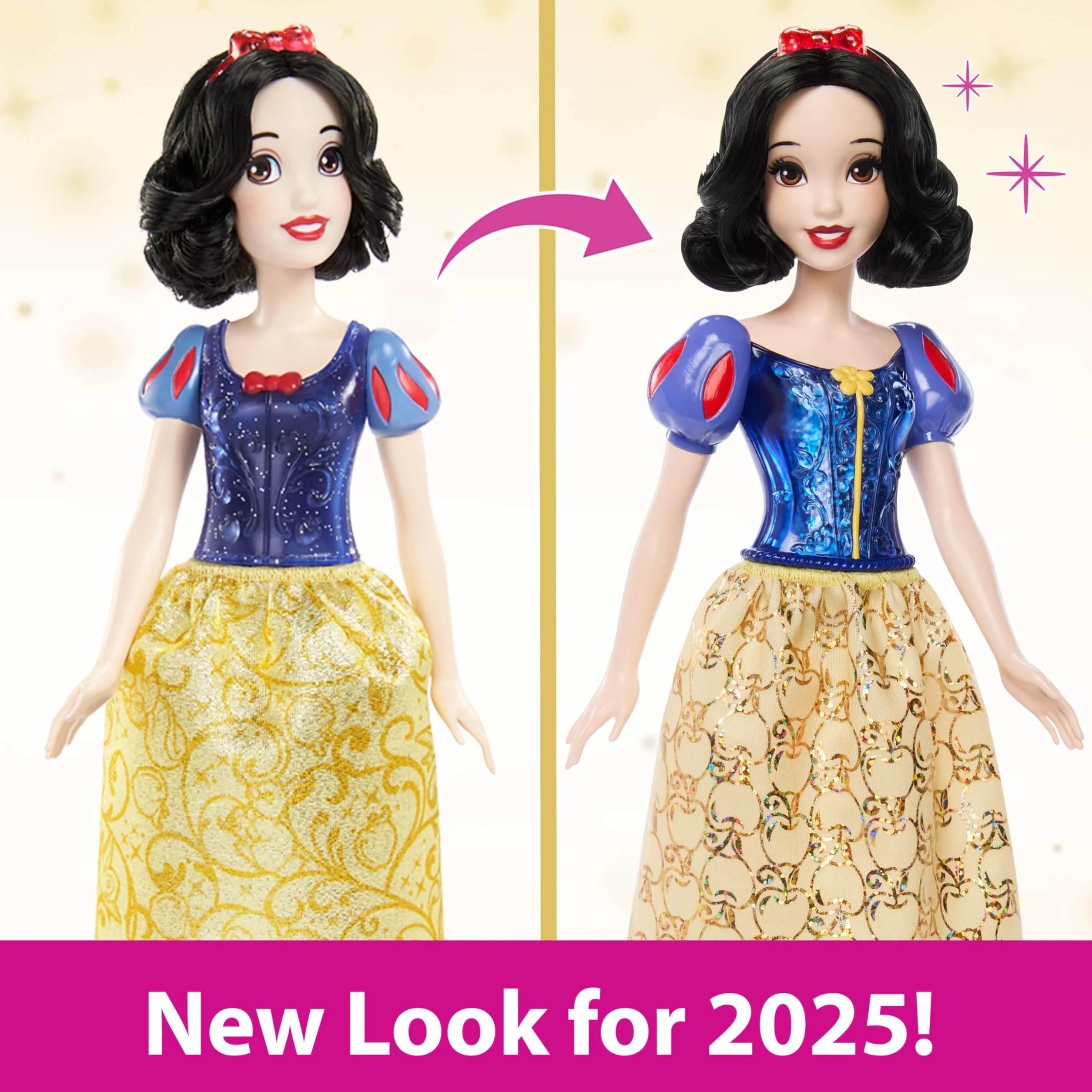 Mattel Księżniczka Disneya Śnieżka Lalka z punktami zgięcia, błyszczącym ubrankiem i akcesoriami inspirowanymi filmem Disneya, prezent dla dzieci HLW08