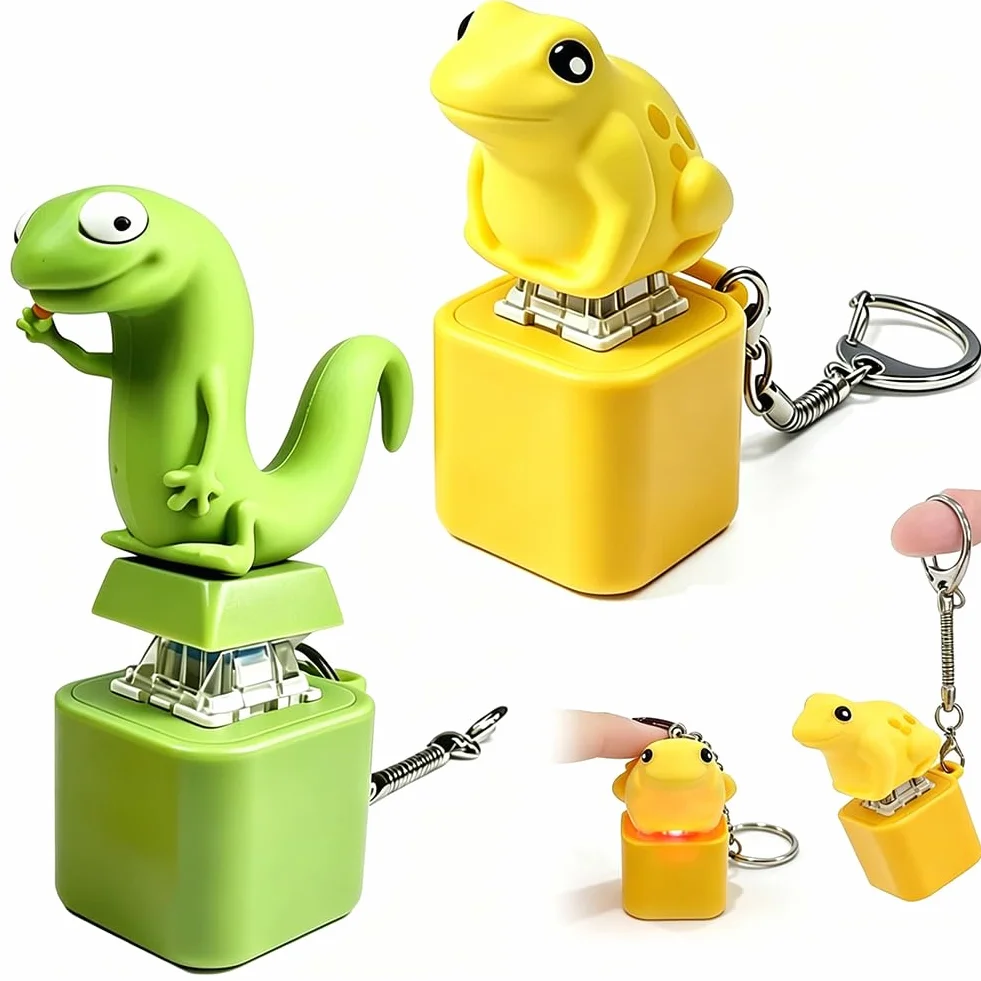 Quacking Jaszczurka Keychain, 2 sztuki żaba Quacking Fidget Toy, jaszczurka Fidget żaba, brelok Fidget, dla młodzieży, dzieci, pracy, szkoły