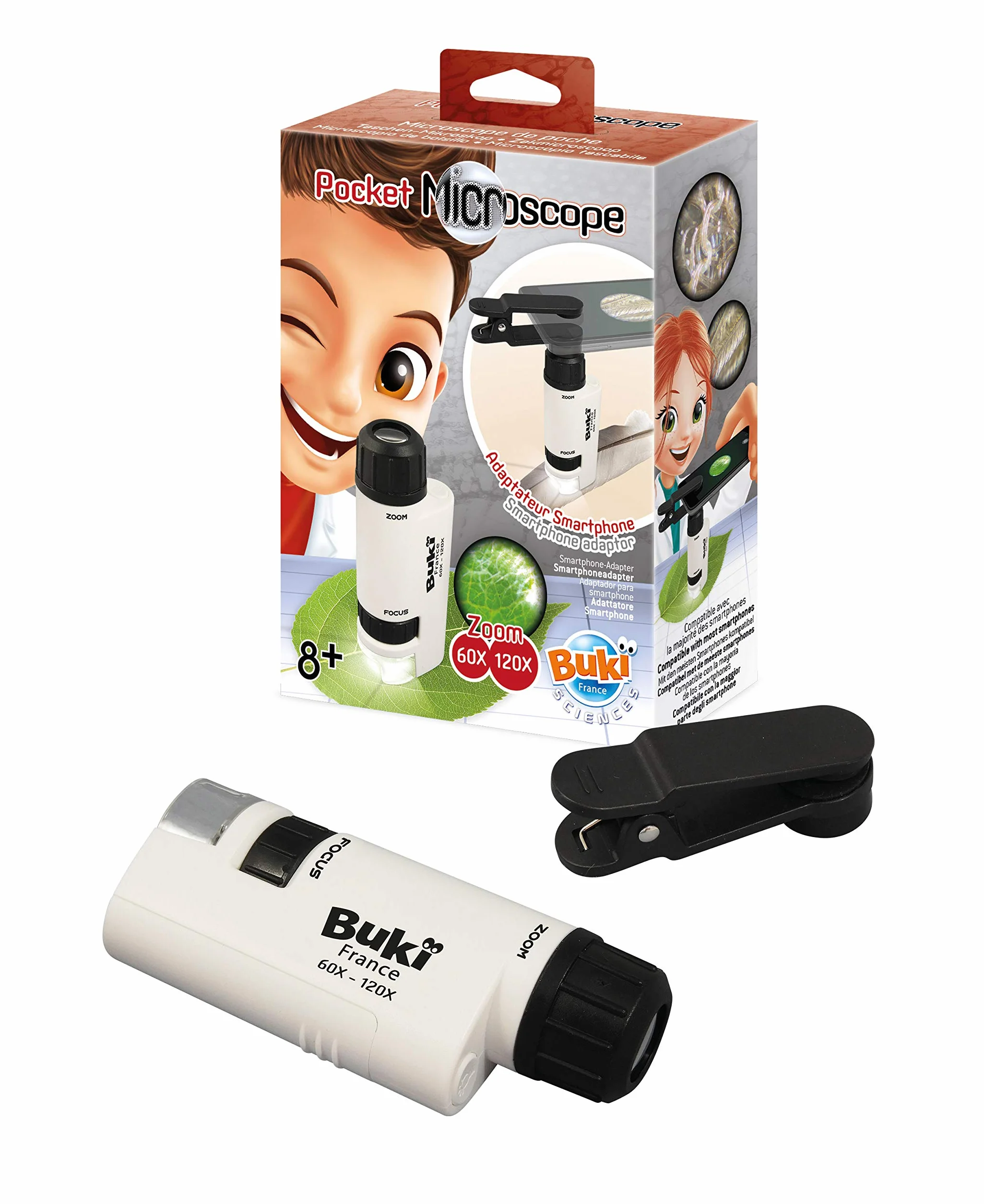 Buki France MR200 kieszonkowy mikroskop, biały, czarny