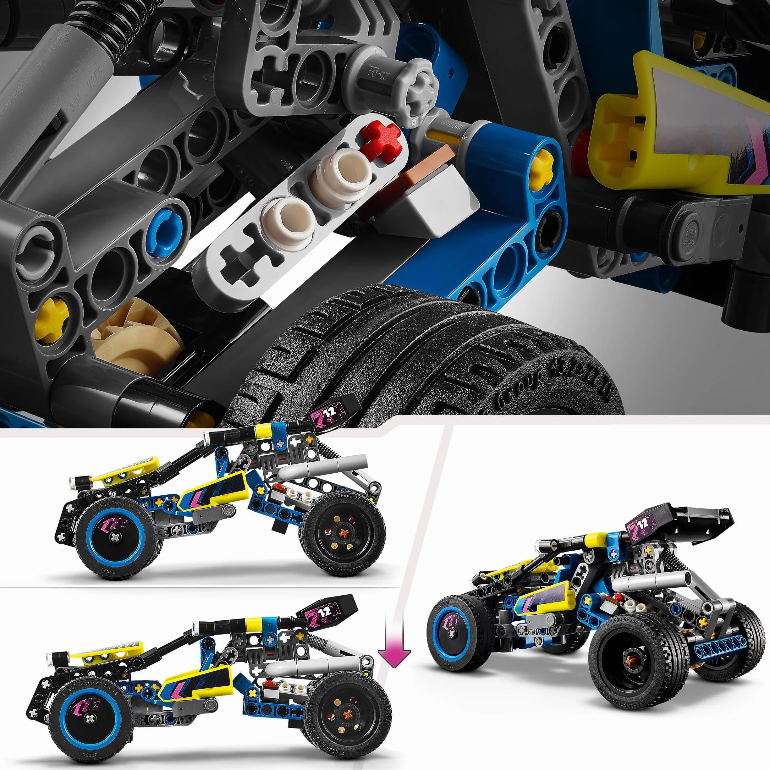 LEGO Technic Wyścigowy łazik terenowy 42164; pojazd dla chłopców i dziewczynek w wieku od ośmiu lat, którzy lubią wyścigi