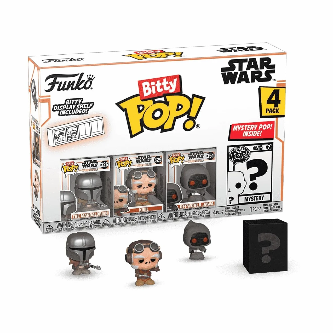 Funko POP! Mandalorian 4 Pack - Mandalorianin™, Kuiil™, Offworld Jawa™ oraz Tajemnicza Figurka i Mini Figurka Niespodzianka