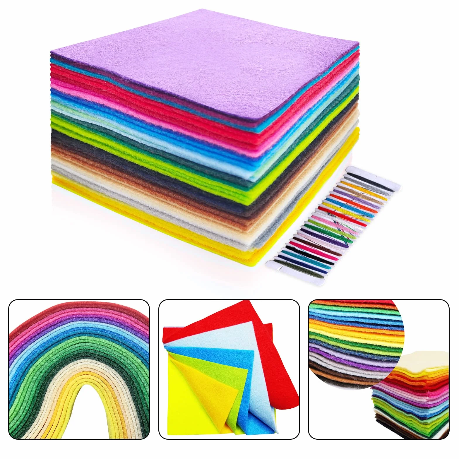 Filc rzemieślniczy, arkusz filcu 40 kolorów, miękki materiał filcowy do szycia, filc rzemieślniczy do dekoracji DIY i projektów imprez dla dzieci (15x15cm)