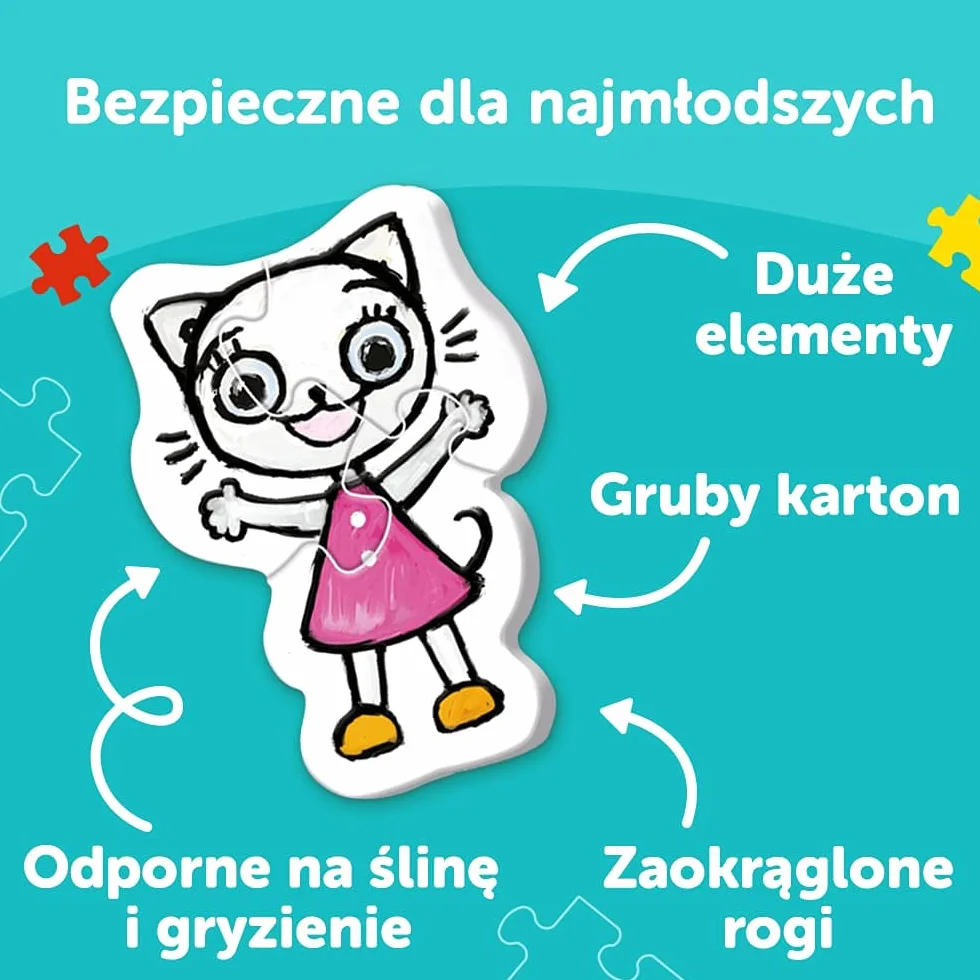 Trefl Wesoła Kicia Kocia Puzzle 4 w 1 Baby Classic z Grubego Kartonu dla Dzieci od 2 lat