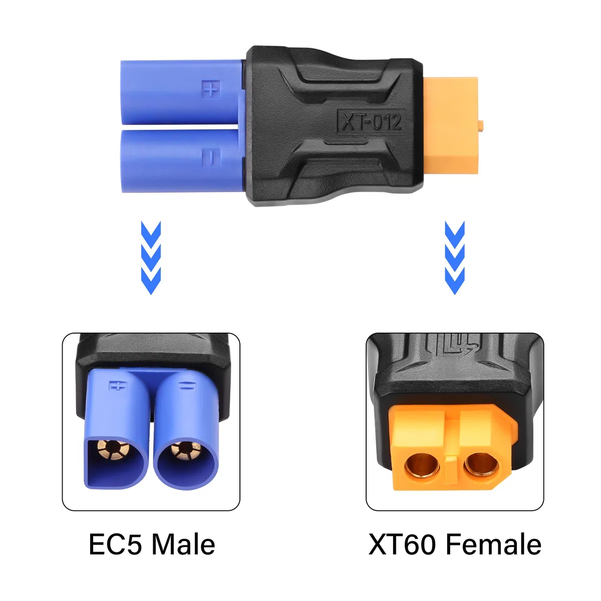 SinLoon 2-pak EC5 do XT60 adapter złącza bezprzewodowego do drona RC FPV Car Lipo ładowarka ESC (EC5 męski na XT60 żeński)