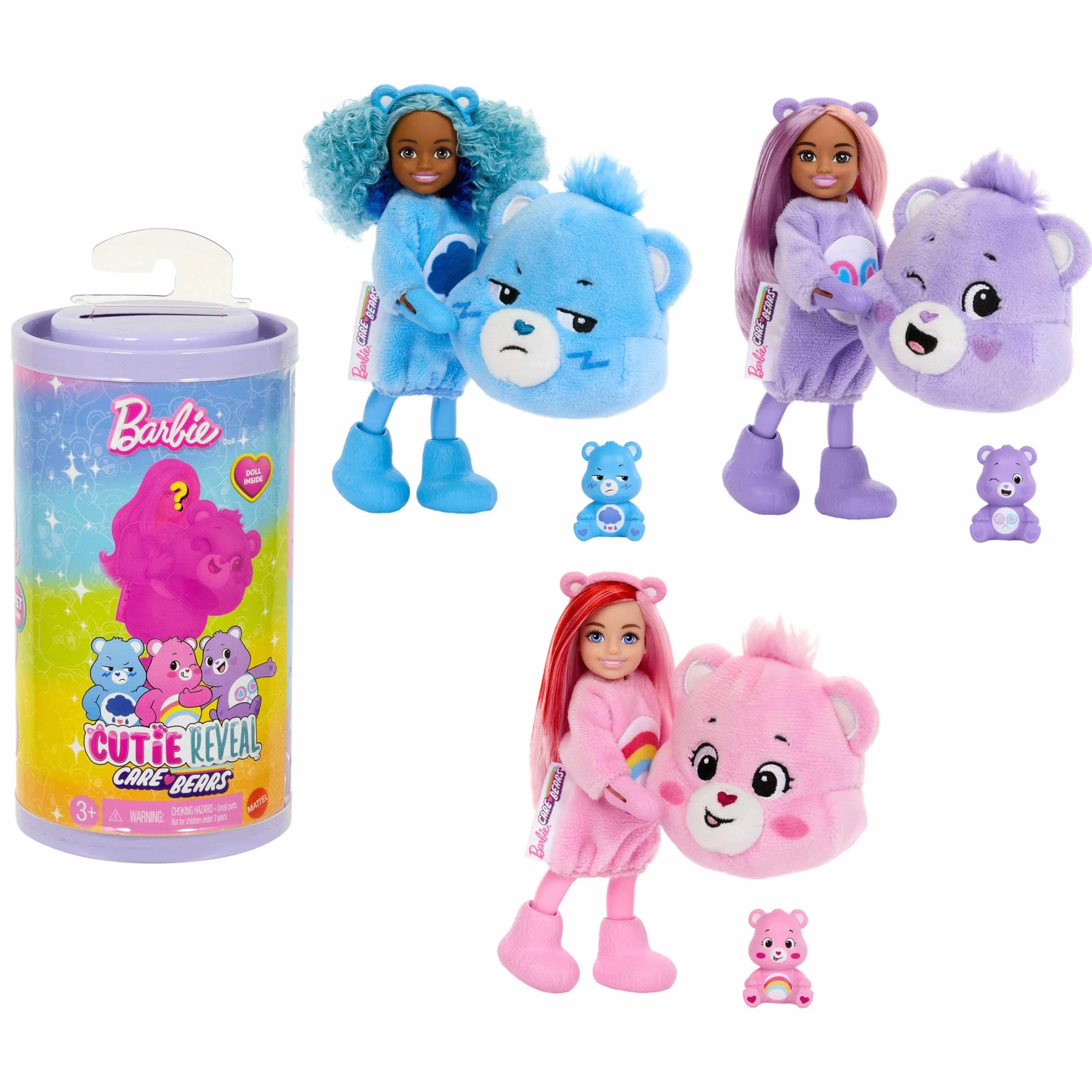 Barbie Cutie Reveal Chelsea Lalka i akcesoria Seria Troskliwe Misie Zestaw z małą lalką w kostiumie i z 6 niespodziankami, JCN97