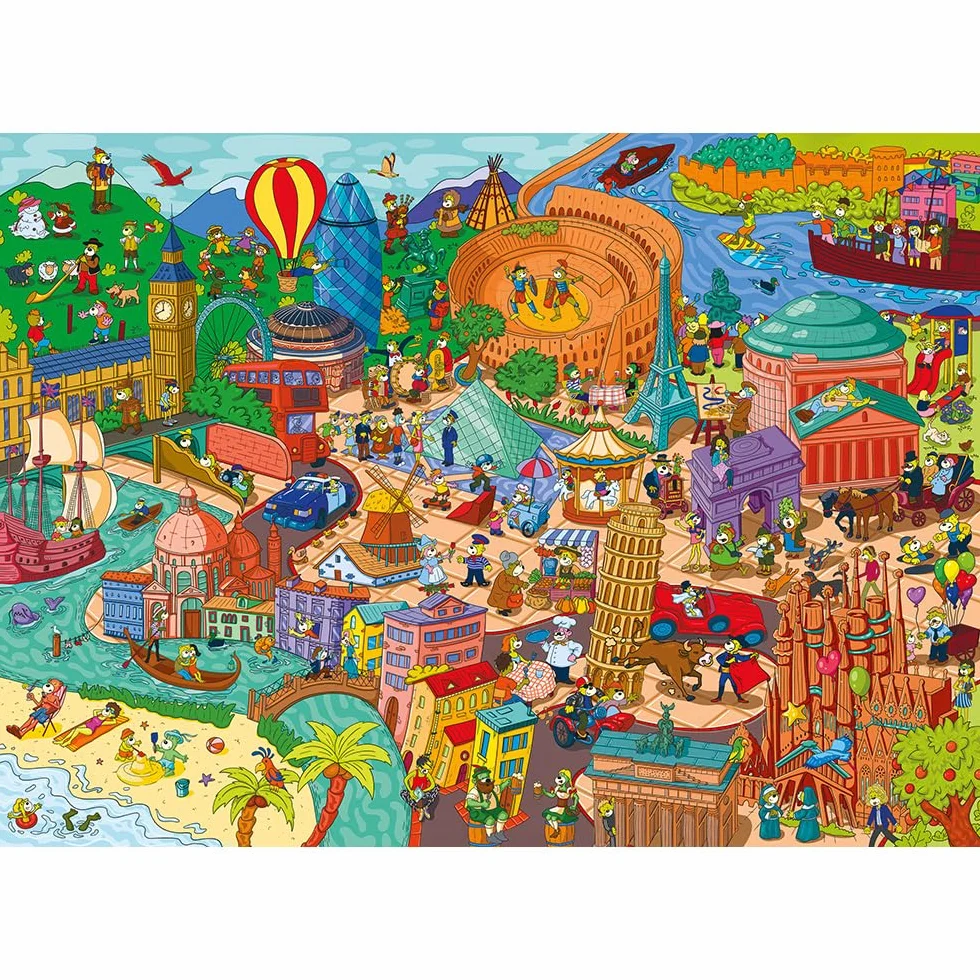 Trefl - Puzzle Spy Guy Lost Items: Europa - 500 Elementów, Zostań Detektywem i Znajdź 20 Różnic, Zagubione Przedmioty, Kreatywna Rozrywka dla Dorosłych i Dzieci od 10 Lat