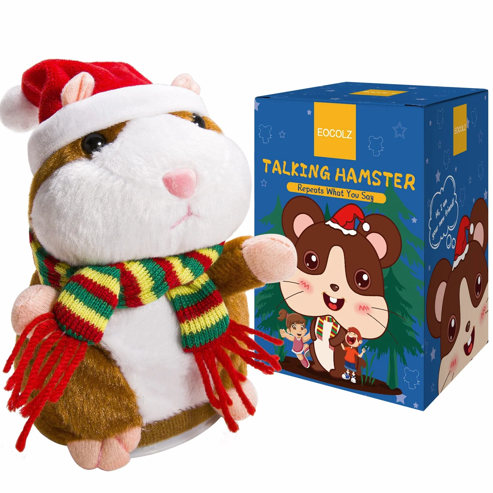 Eocolz Talking Hamster Repeats What You Say Mimikra, zwierzak, pluszowy kumpel, elektroniczna mysz, interaktywna zabawka, zabawna, wypchane zabawki dla dzieci, wczesna nauka dla dziewczynki i chłopca