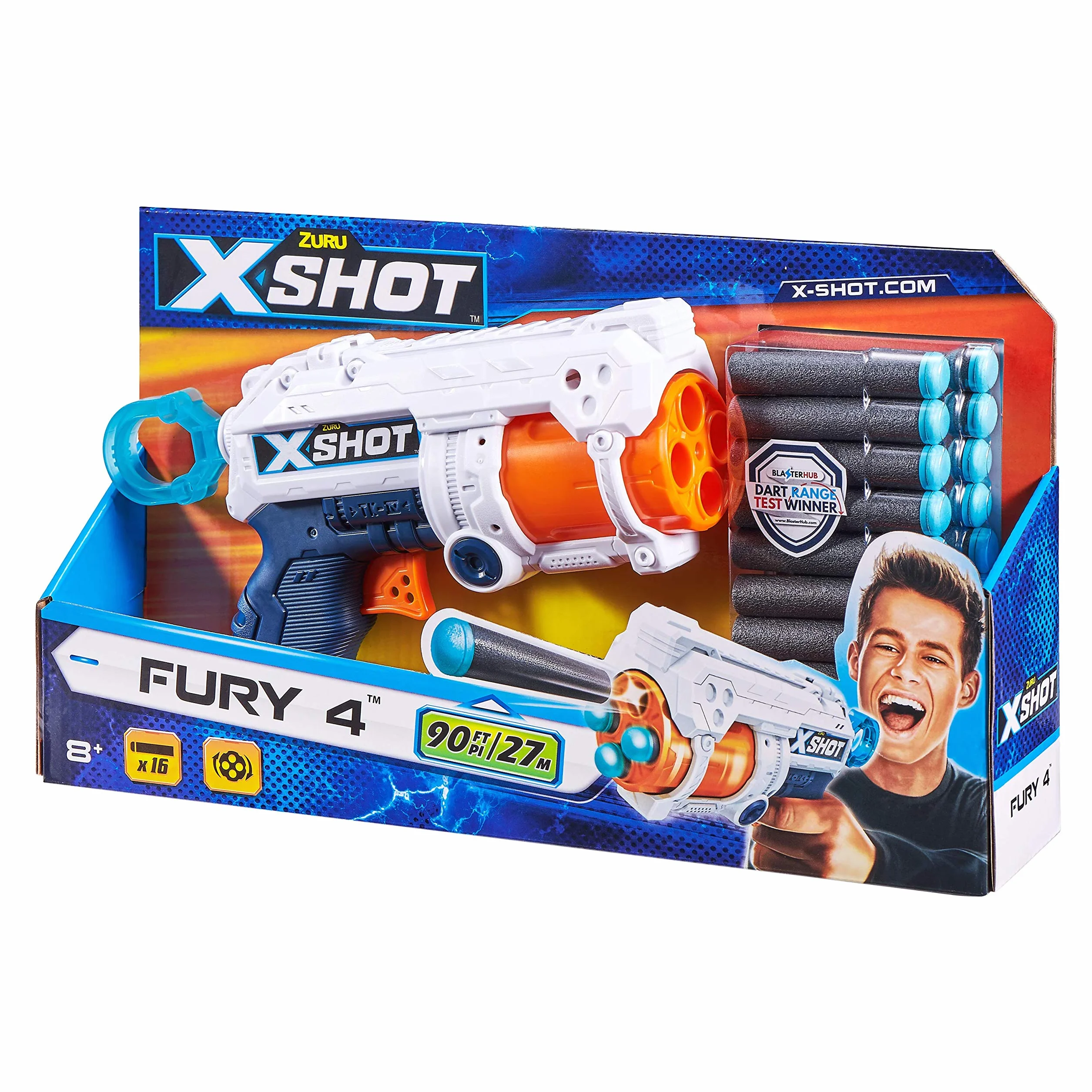 ZURU- XSHOT Fury Pistolet, 36377, 4 strzały-16 strzałek