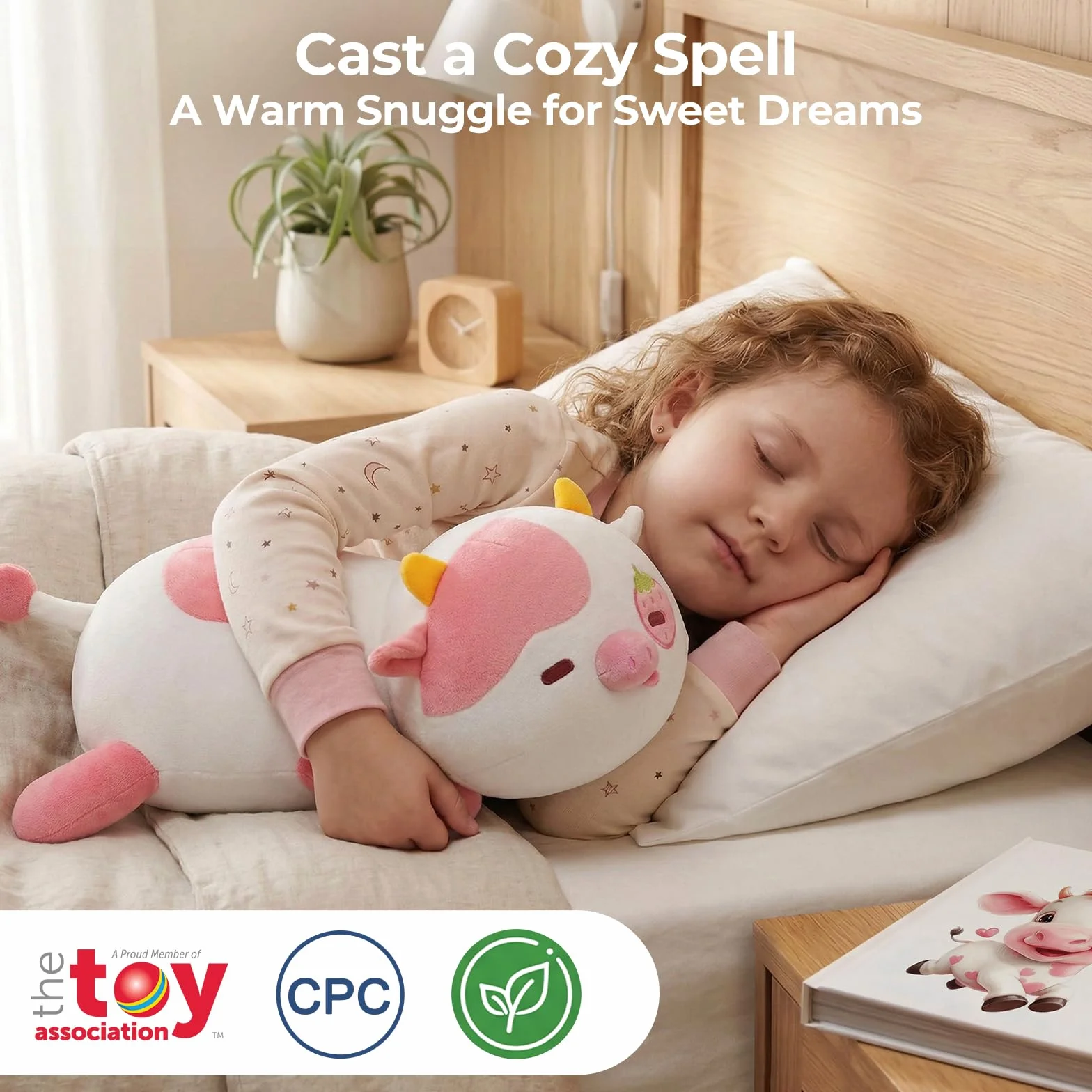 Mewaii Pluszowa urocza krowa 13 cali, poduszka kawaii w kształcie truskawkowej krowy, miękka pluszowa poduszka dla dzieci, przytulanka antystresowa, oryginalny pomysł na prezent