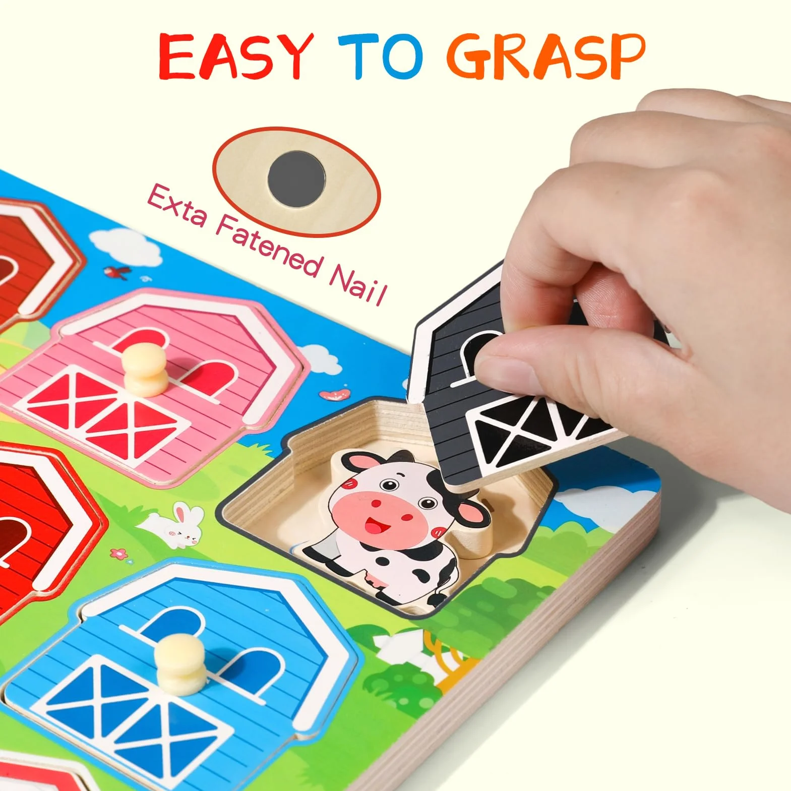 KMTJT puzzle wtykowe z drewna od 1 roku | Montessori zabawka drewniana zwierzęta dla dzieci w wieku 12-36 miesięcy dziewczynki i chłopczyka | dziecięce puzzle wtykowe zabawka motoryczna sortowanie