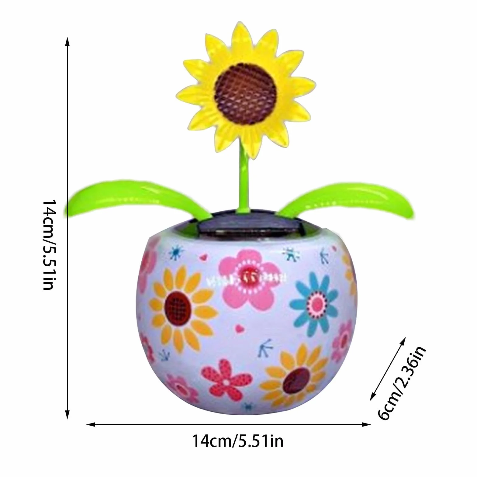 Ta?cz?ce kwiaty solarne – urocze kwiaty zasilane energi? s?oneczn? Bobblehead dekoracja samochodu w kolorowych doniczkach, dekoracja samochodu, figurki do ta?ca s?onecznego biurko, desk?