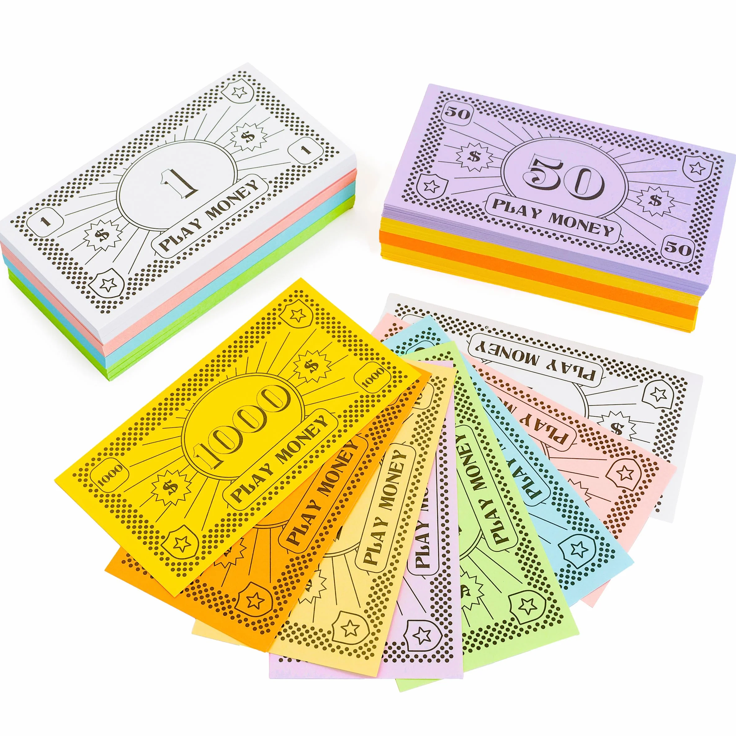 Fikcyjne pieniądze Opoly - 520 sztuk pieniędzy na gry planszowe - 65 każdego banknotu w 8 pucharach- 1, 5, 10, 20, 50, 100, 500, & 1000 zł - Papierowa waluta do kasjera gier symulacyjnych, wkład