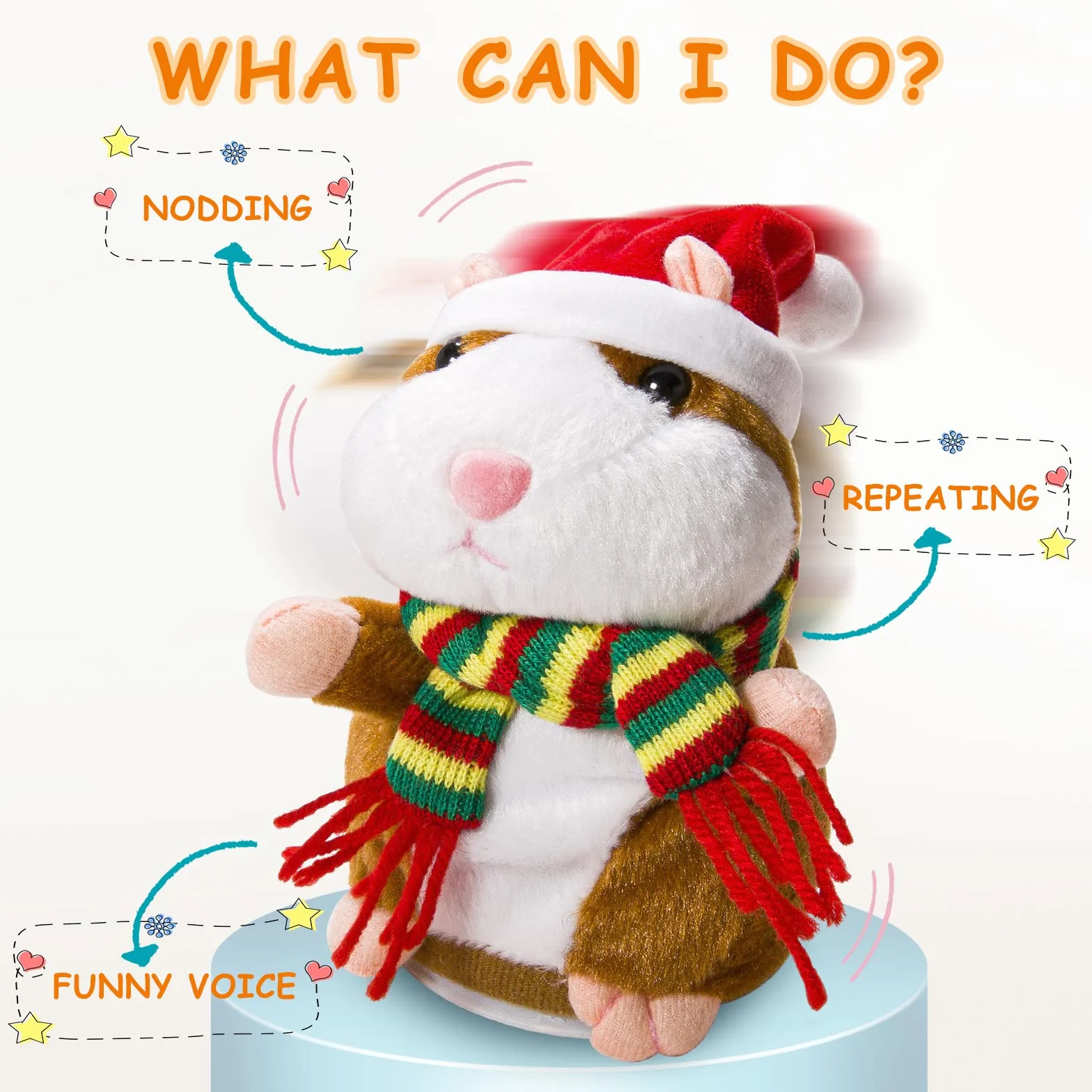 Eocolz Talking Hamster Repeats What You Say Mimikra, zwierzak, pluszowy kumpel, elektroniczna mysz, interaktywna zabawka, zabawna, wypchane zabawki dla dzieci, wczesna nauka dla dziewczynki i chłopca
