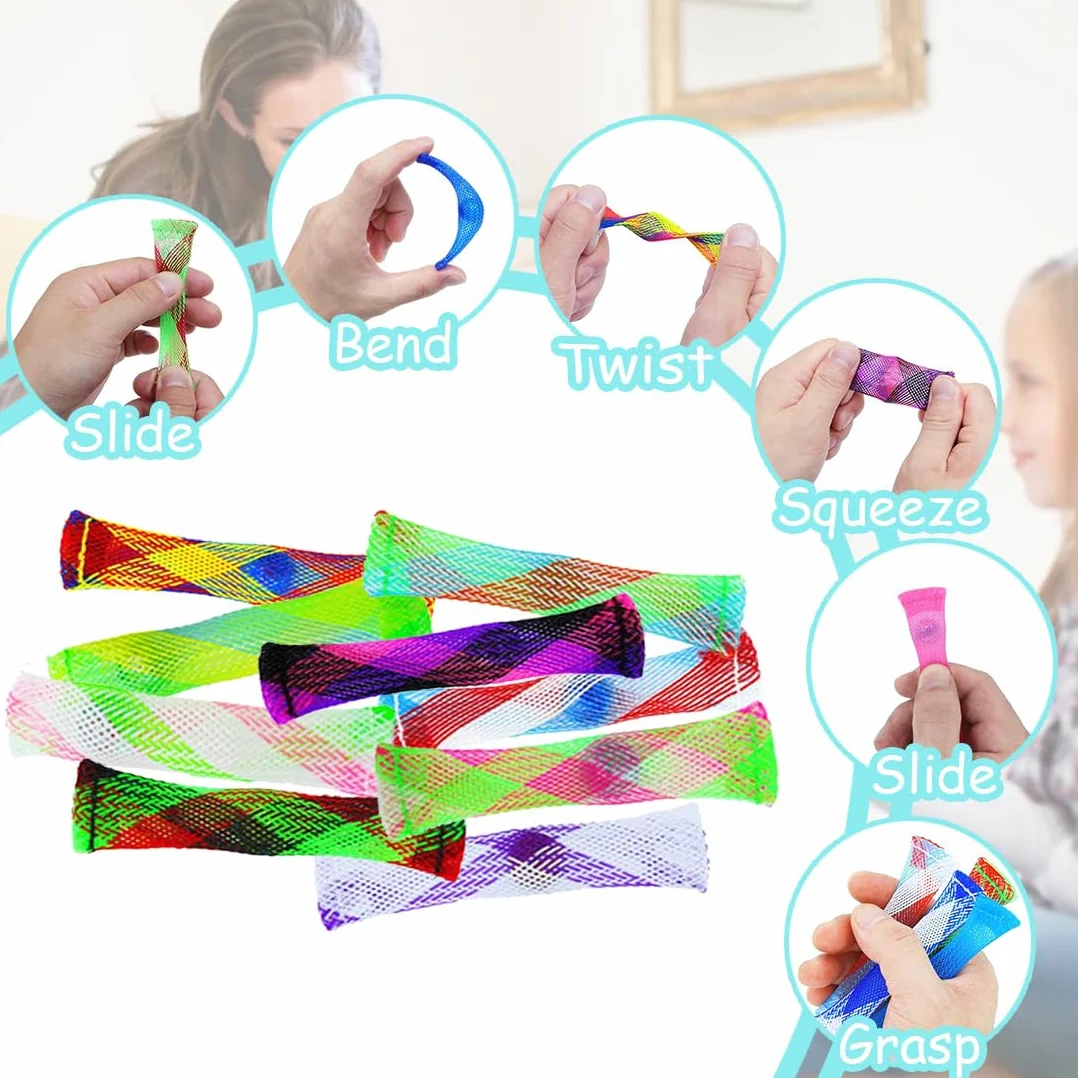 Marmurowe zabawki Fidget Toys 20 sztuk, tkane węże siatkowe z zabawkami marmurowymi, zabawki sensoryczne, zabawki na palec oczkowy, dla dzieci i dorosłych