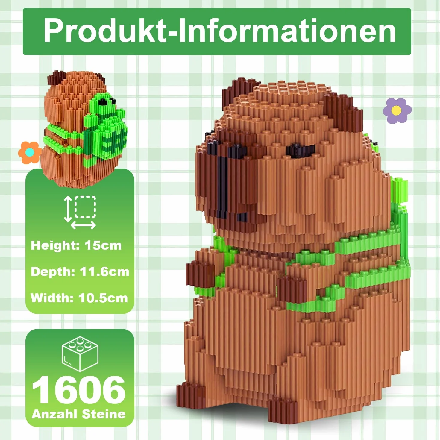 Mini klocki zaciskowe, zwierzęta Capybara, zabawka do budowania, bloki ze zwierzętami, mikro-building Capybara, klocki do samodzielnego montażu, dla dzieci i dorosłych, z podręcznikiem (1606