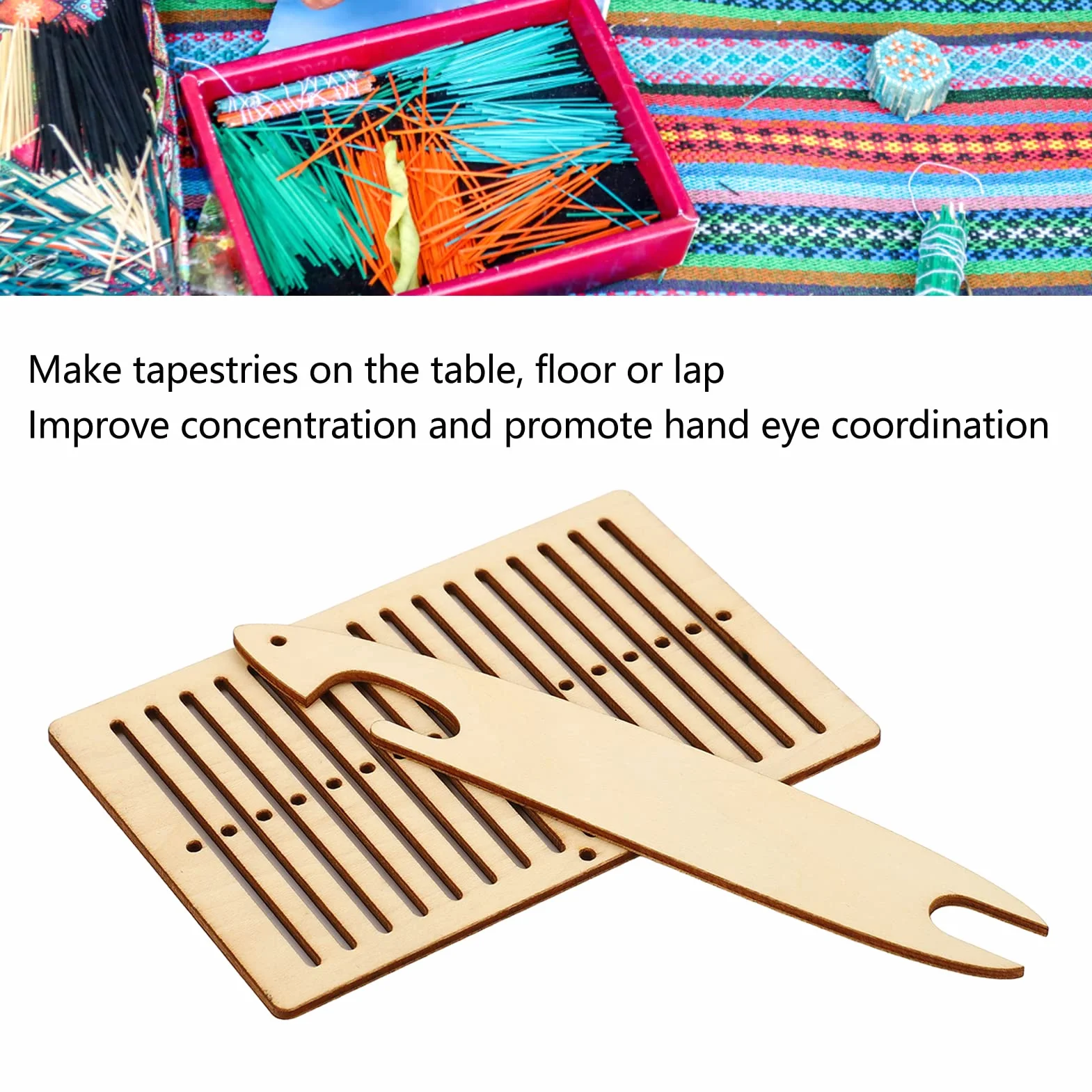 Vvikizy 2 szt. Zestaw krosna tkackiego wahad?owy looms for weaving drewniany pasek do tkactwa, narz?dzia tkackie z wahad?em rigid heddle loom Tkanie dla dzieci