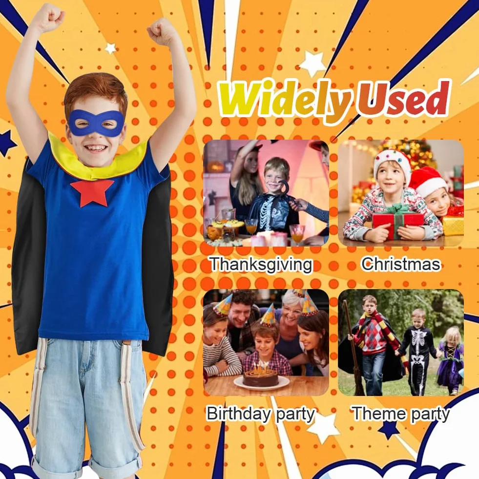 AUYAO Dziecięce peleryny superbohatera, 2-częściowy zestaw peleryny superbohatera, kostium superbohatera, kostium superbohatera, na cosplay, Halloween, karnawał