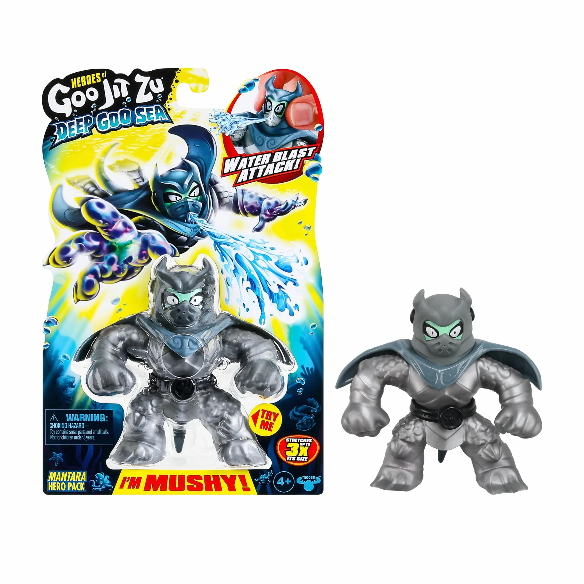 Heroes of Goo Jit Zu Deep Goo Sea Zestaw bohaterów Mantary. Super-Molle figurka wypełniona lepką substancją. Atak strumienia wody. Rozciąga swojego bohatera do trzech razy swój rozmiar!