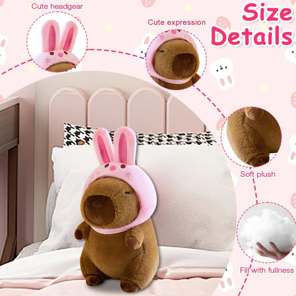 Foreverup 8 sztuk pluszowego Capybara, 25 cm Capybara przytulanka, pluszowe wodne świnki morskie z ubraniami, torebką, kapeluszem, pluszowy Capybara z ubraniami i akcesoriami do dekoracji domu