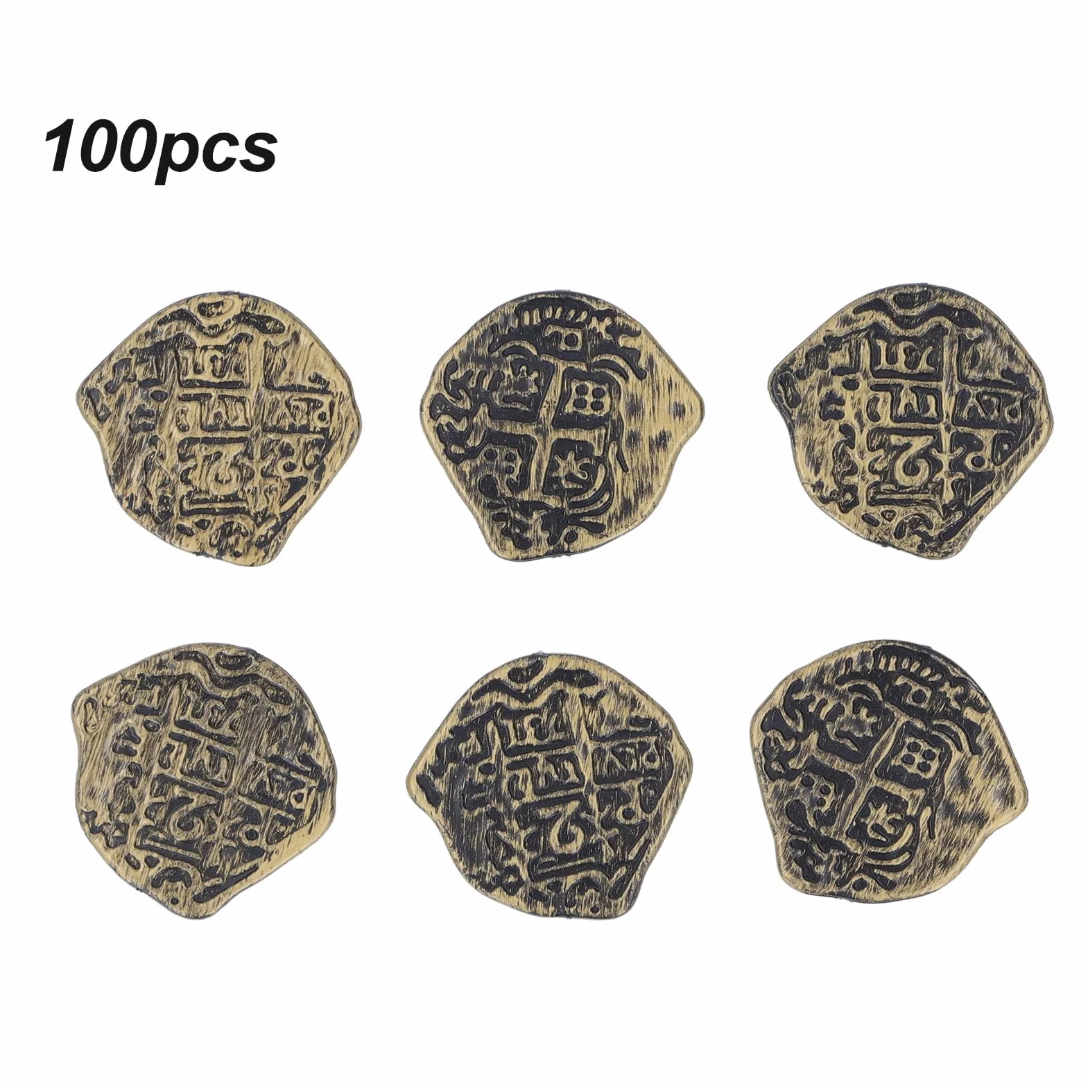 100 szt. Monety Pirackie St Patrick Coin Plastikowe Monety Fałszywe Monety do Zabawy na imprezę z Okazji Halloween (Opalony na brąz)