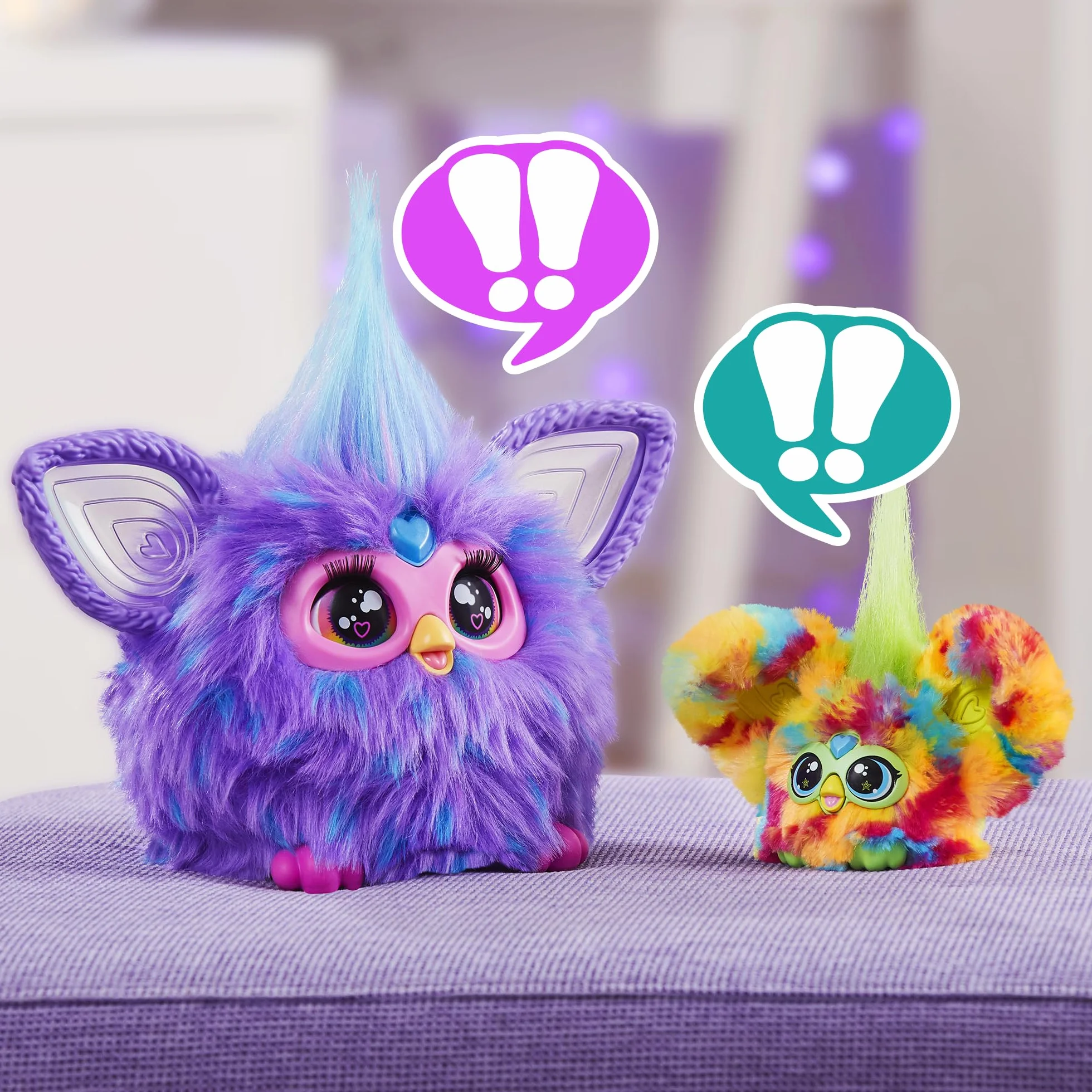 Furby Furblets Pix-Elle Gamer Furbiś|Mała pluszowa zabawka elektroniczna dla dzieci|Interaktywna Muzyczna Maskotka z Dźwiękami z Gier|Z breloczkiem|Prezent dla 6-latki, dla dziewczynek i chłopców