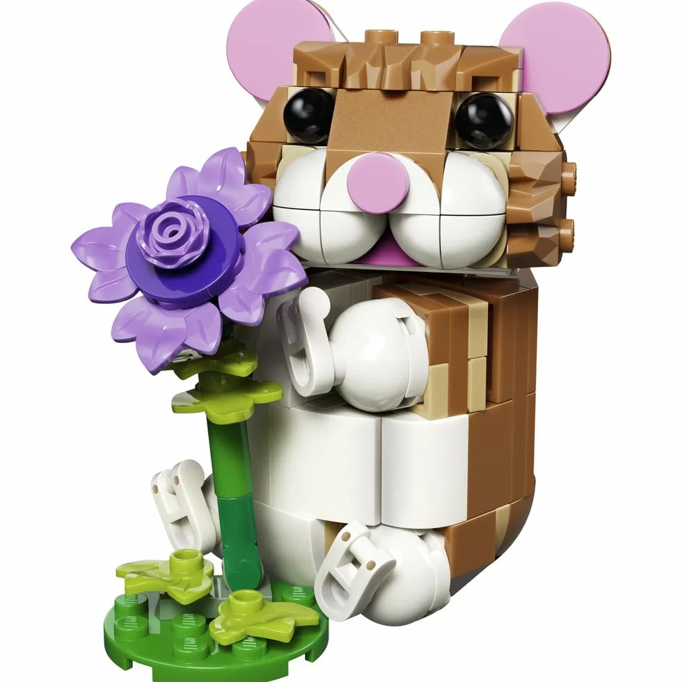 LEGO Creator 3in1 Cute Hamster with a Flower Toy - Animal Figure Transforms into a Hedgehog or Eagle - DIY Room Decor Idea - Birthday Gift for 7+ Year Old Girls & Boys - 31376