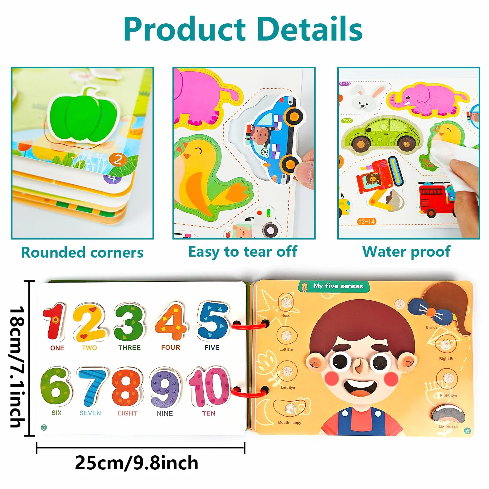 Montessori Busy Book od 1 2 3 4 5 lat dla małych dzieci, Busy Board Quiet Book zabawki sensoryczne dla niemowląt, Activity Board zabawka motoryczna, prezenty urodzinowe dla chłopców i