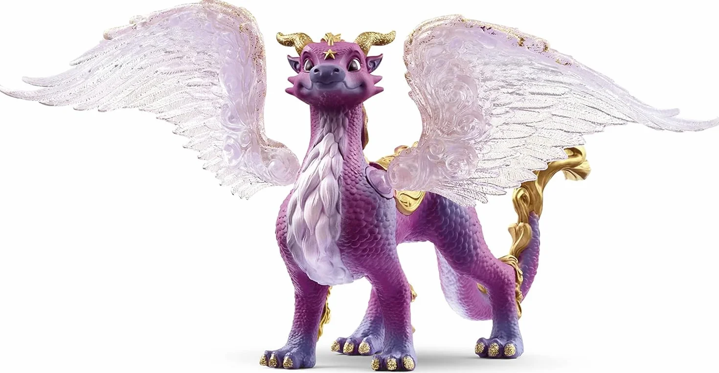schleich BAYALA | Smok Nocnego Nieba 70762 | Szczegółowa figurka ze skrzydłami ruchomymi i przezroczystymi oraz wbudowanym magnesem | Idealny prezent dla dzieci | Zabawka od 5 lat | 15 x 10 x 18 cm
