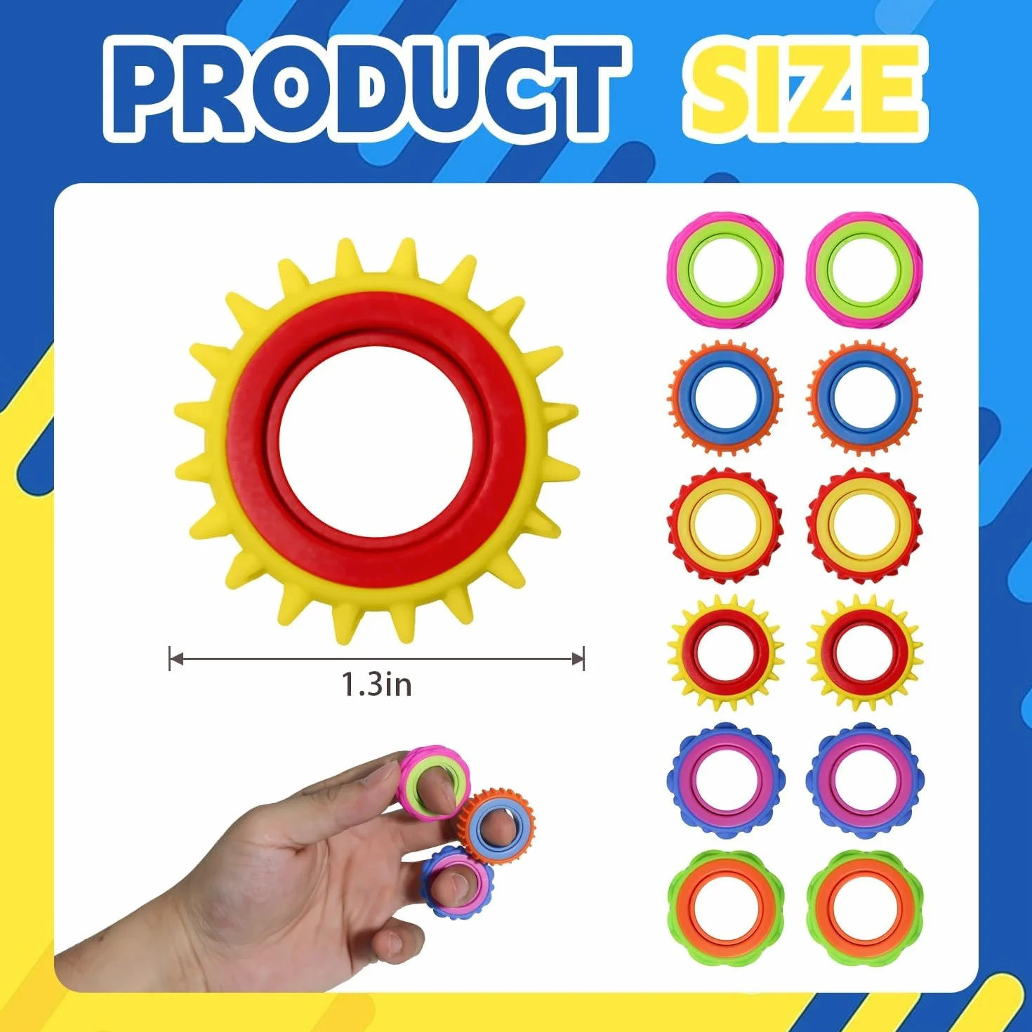 12 sztuk fidget zabawki antystresowe, pierścień antystresowy dla dzieci, sensoryczne zabawki Fidget, silikonowe zabawki łagodzące stres, pierścień do klasy, szkoły, biblioteki