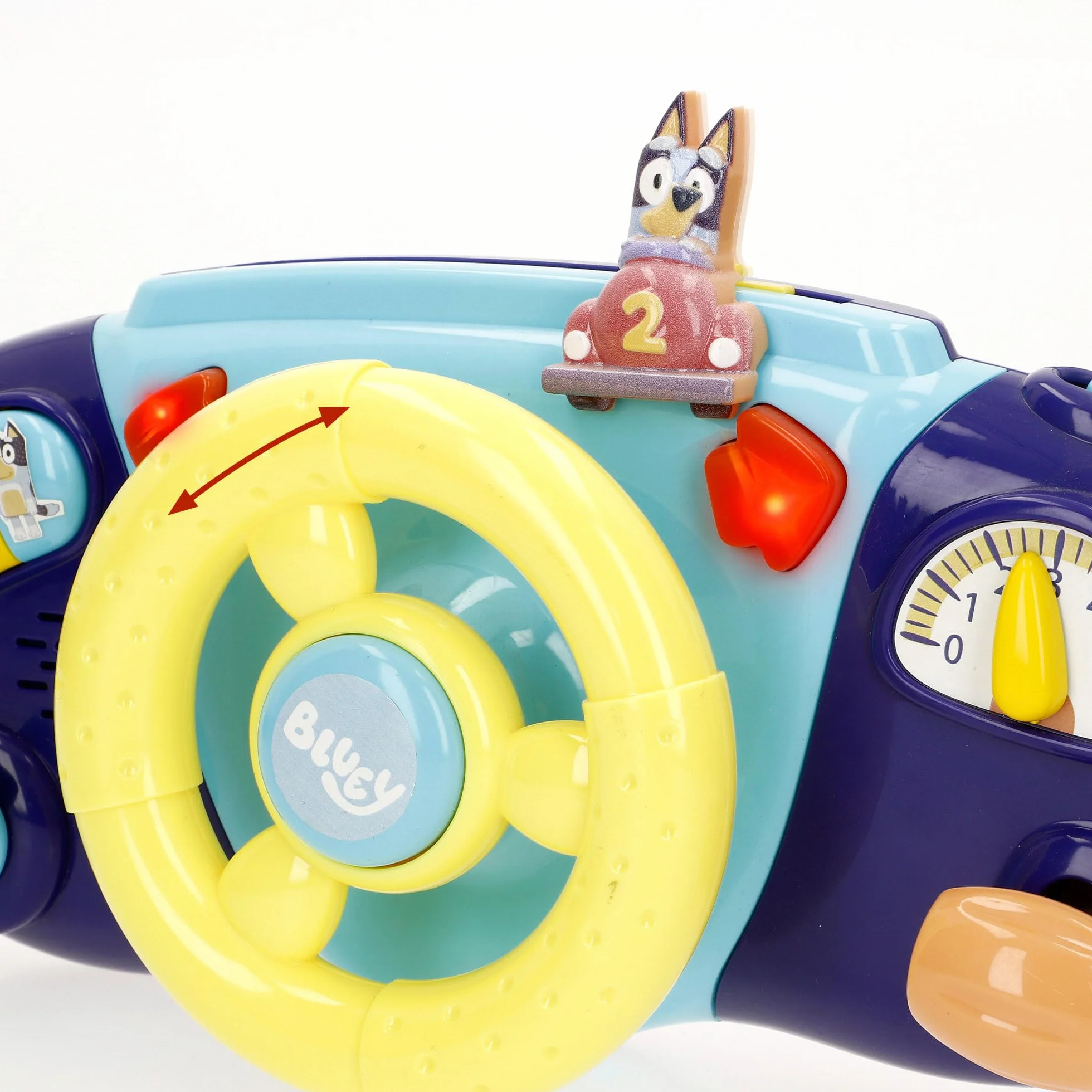 ColorBaby Bluey Kierownica do wózka dziecięcego, uchwyt kotwiący, kolorowy design, Bluey, Bingo i Przyjaciele, gry interekcyjne, zajęcia dla dzieci +6 miesięcy (39146)