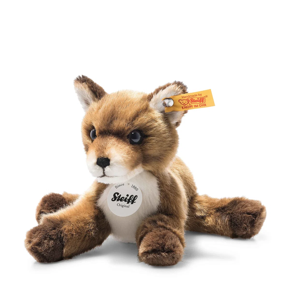 Steiff Pluszak Foxy Baby Foxy, słodka pluszowa zabawka z oczami z tworzywa sztucznego, dla dzieci, chłopców i dziewczynek, pluszowa zabawka 19 cm, mała, jasnobrązowa, 074035