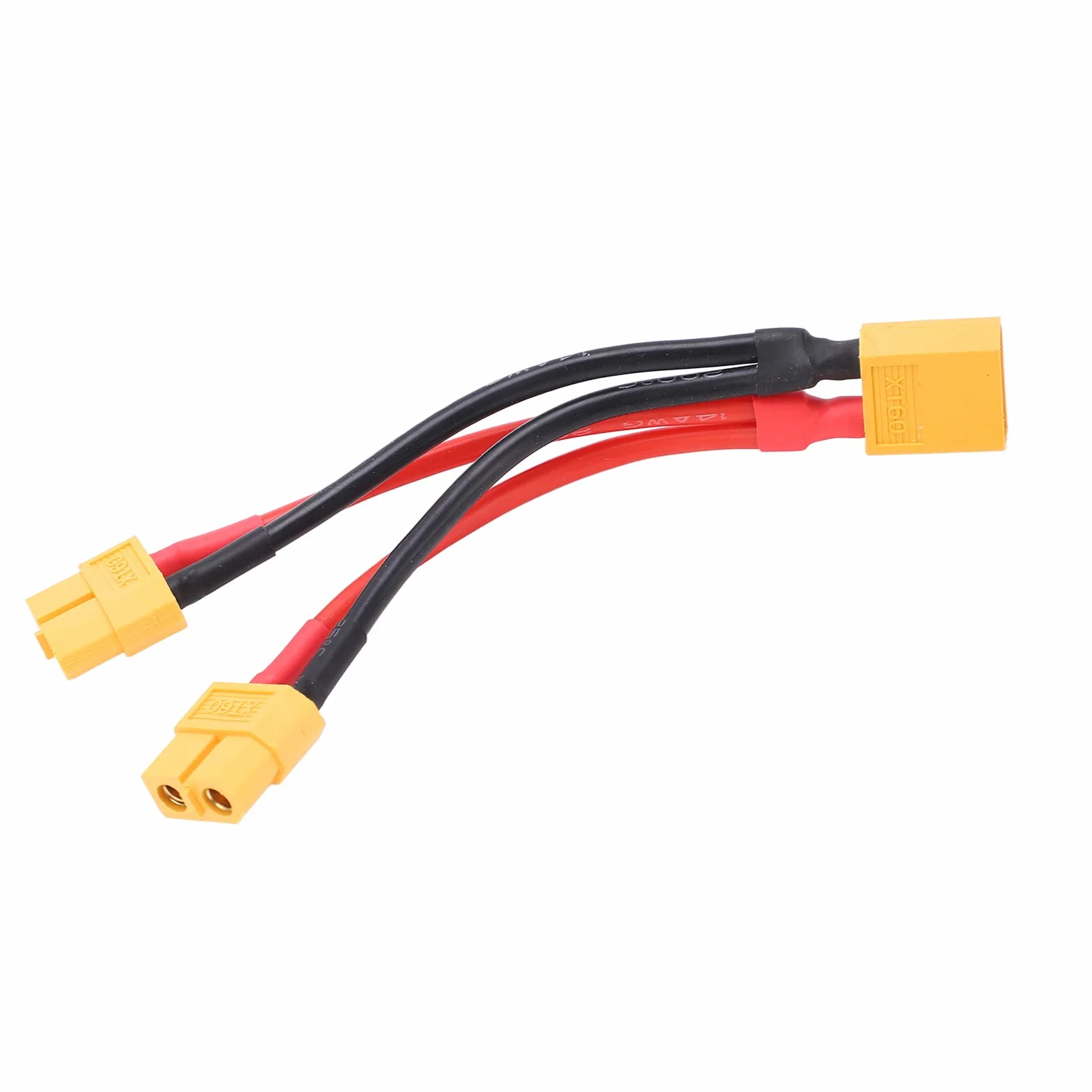 Adapter Kabla Równoległego do Akumulatora RC, 9cm, Wtyk XT60, Podwójny Przedłużacz Y-splitter, 1 Wtyk na 2 Gniazda, Przewód Silikonowy do RC Lipo