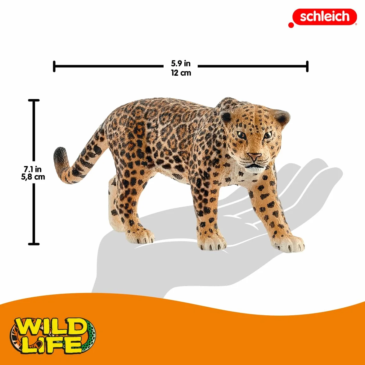 schleich WILD LIFE | Jaguar 14769 | Realistyczna, szczegółowo odwzorowana figurka dzikiego kota z dżungli | Zabawka ze zwierzętami do kreatywnej zabawy | Prezent dla dzieci od 3 lat | 12 x 4 x 6 cm
